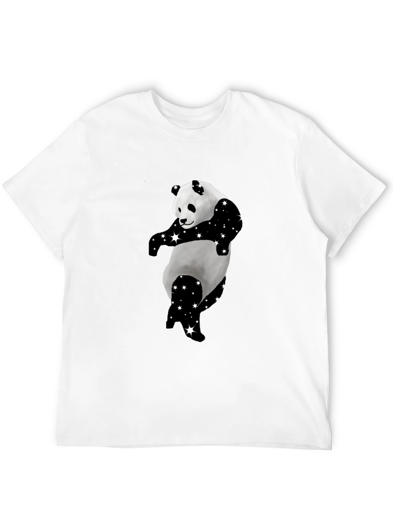 Cool Panda Starry Design Black T-Shirt - 12