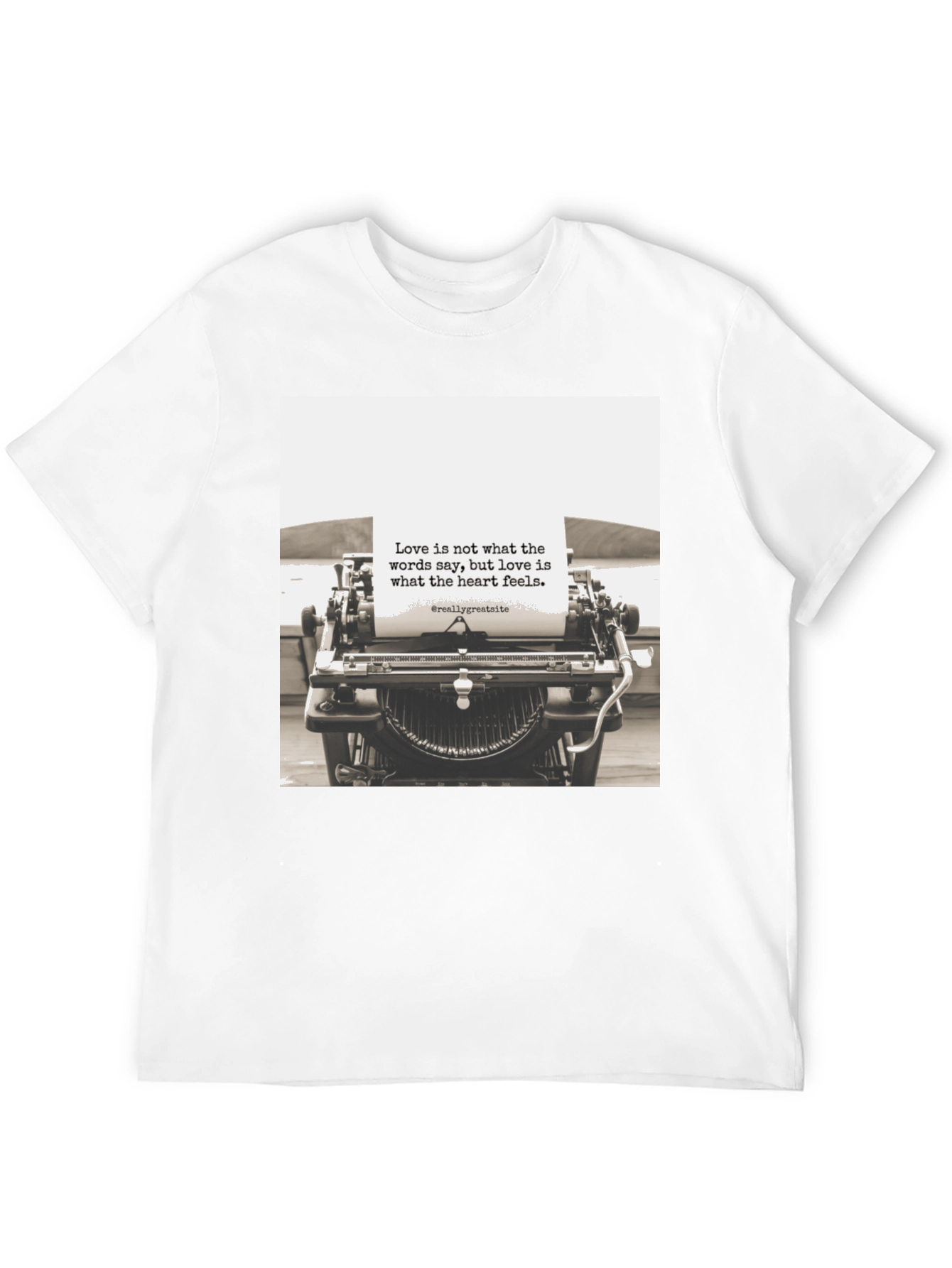 Black Love Quote Typewriter Graphic Tee - Unisex Black T-Shirt view 12
