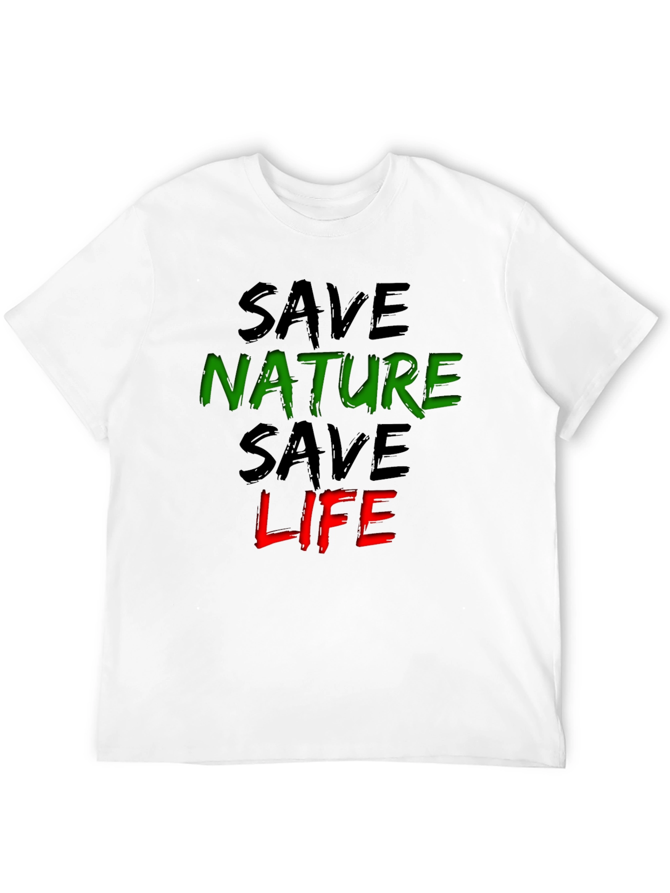 Black Save Nature Save Life Graphic Tee - Eco-Friendly Black T-Shirt view 12