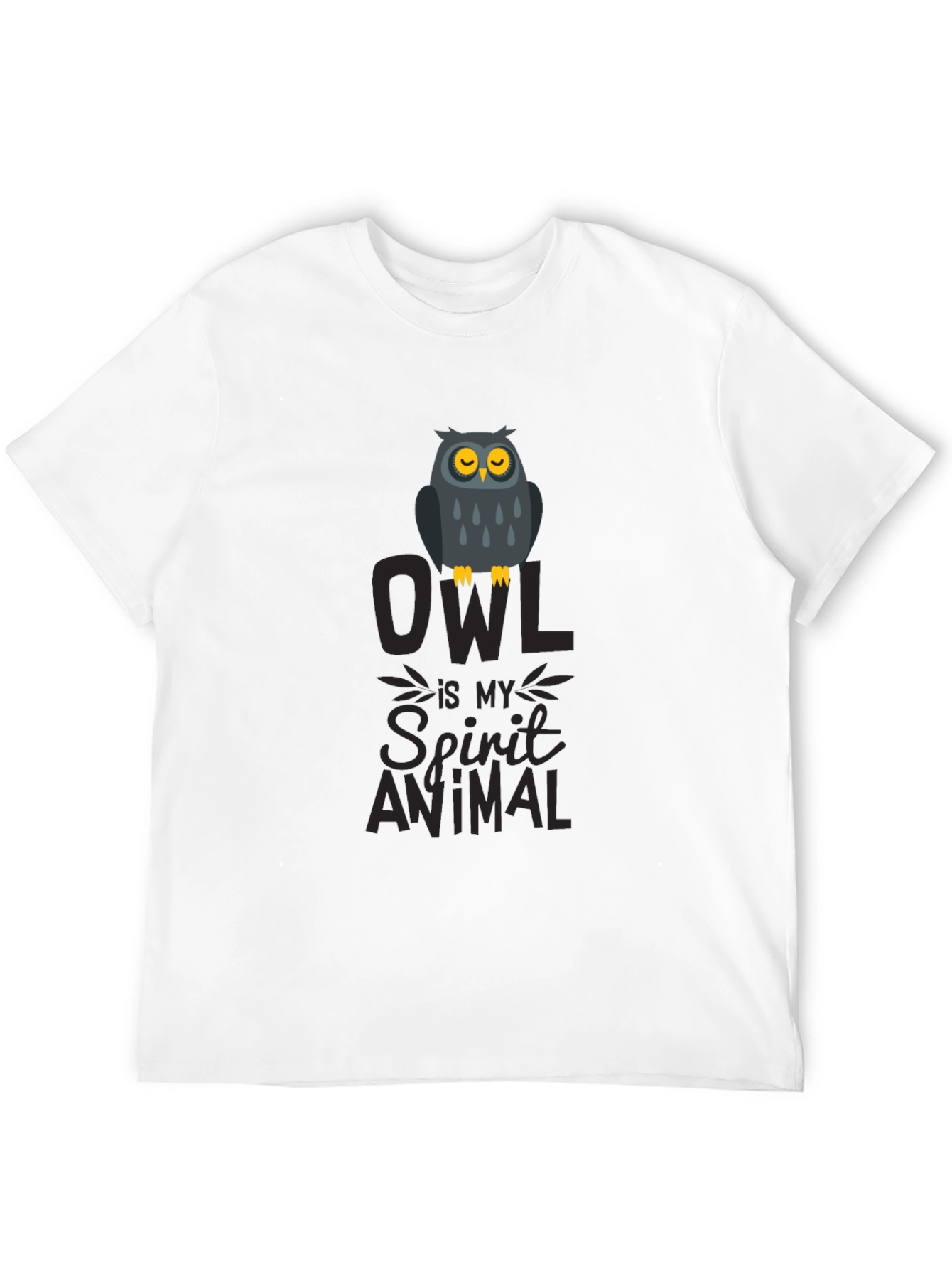Owl Spirit Animal Graphic Print T-Shirt - Black - 12