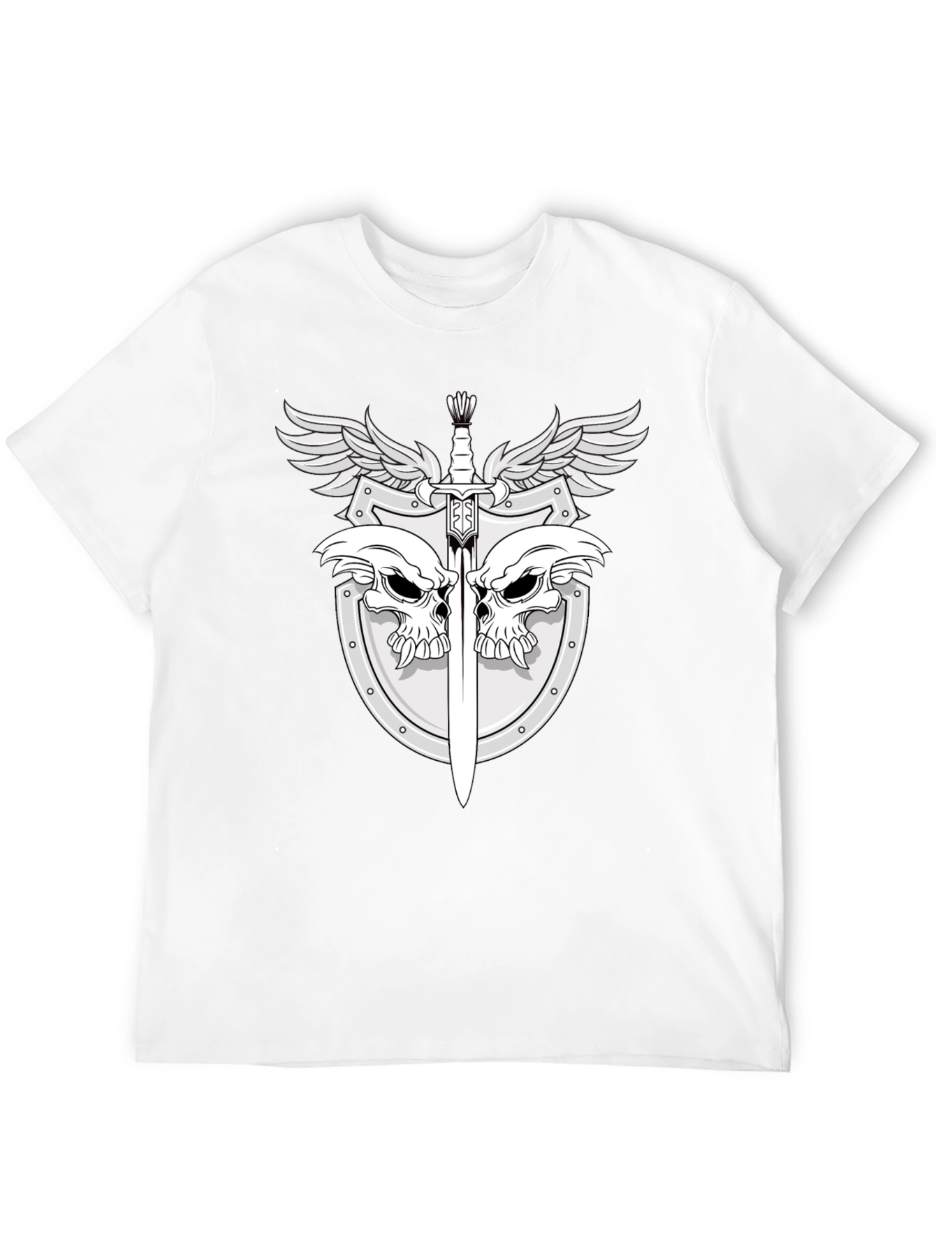 Black Skull & Sword Shield Graphic Tee - Black view 12