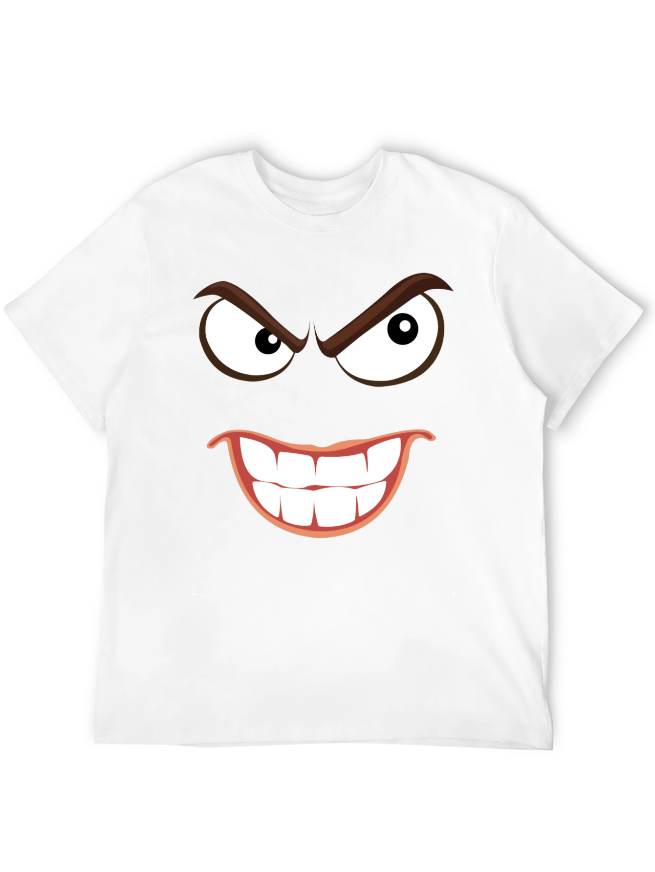 Black Men's Black T-Shirt with Grinning Cartoon Face view 12