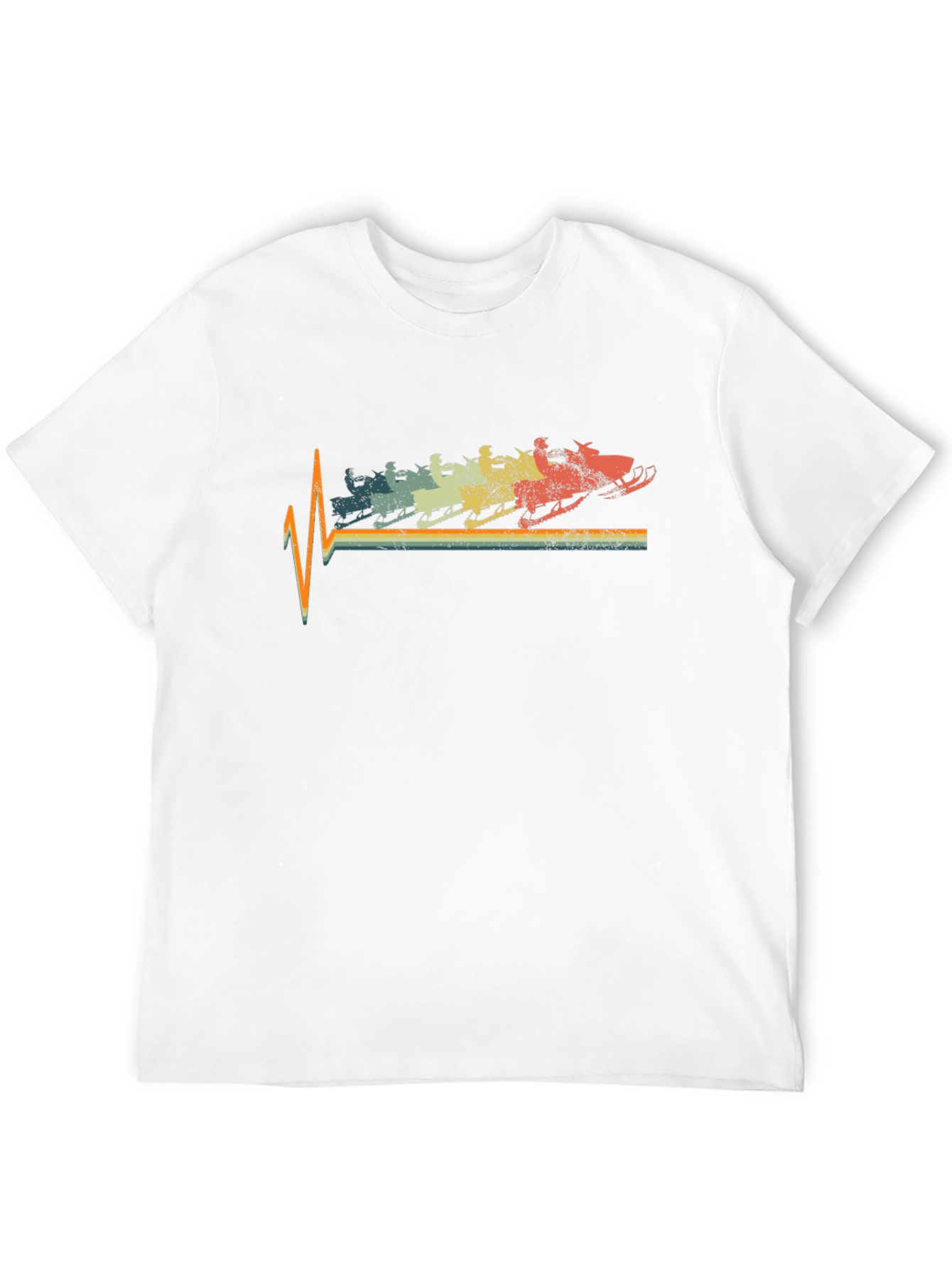 Black Retro Snowmobile Heartbeat T-Shirt view 12