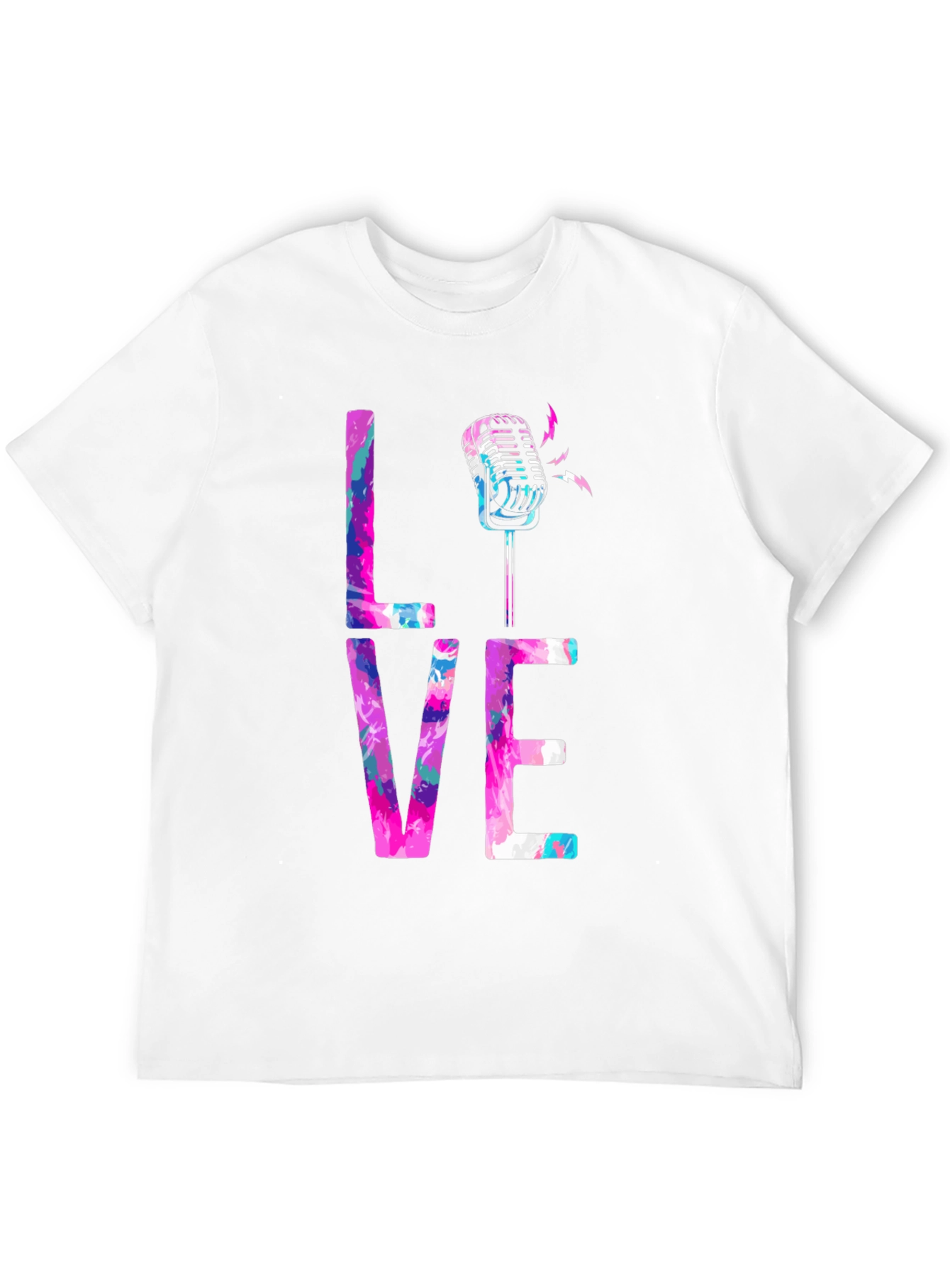 Black Colorful LOVE Microphone Graphic Tee view 12
