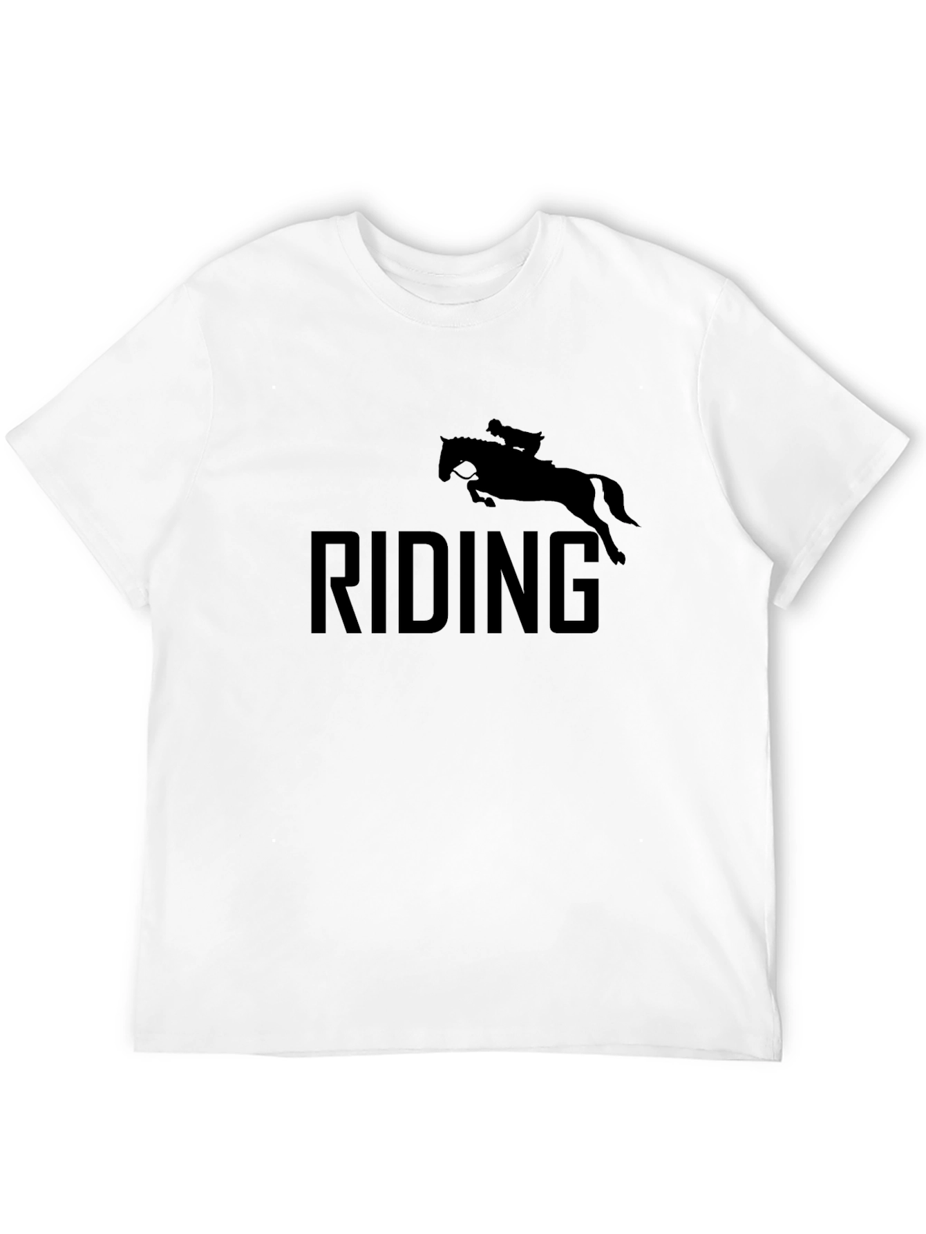 Black Riding Horse T-Shirt, Black Cotton Tee view 12