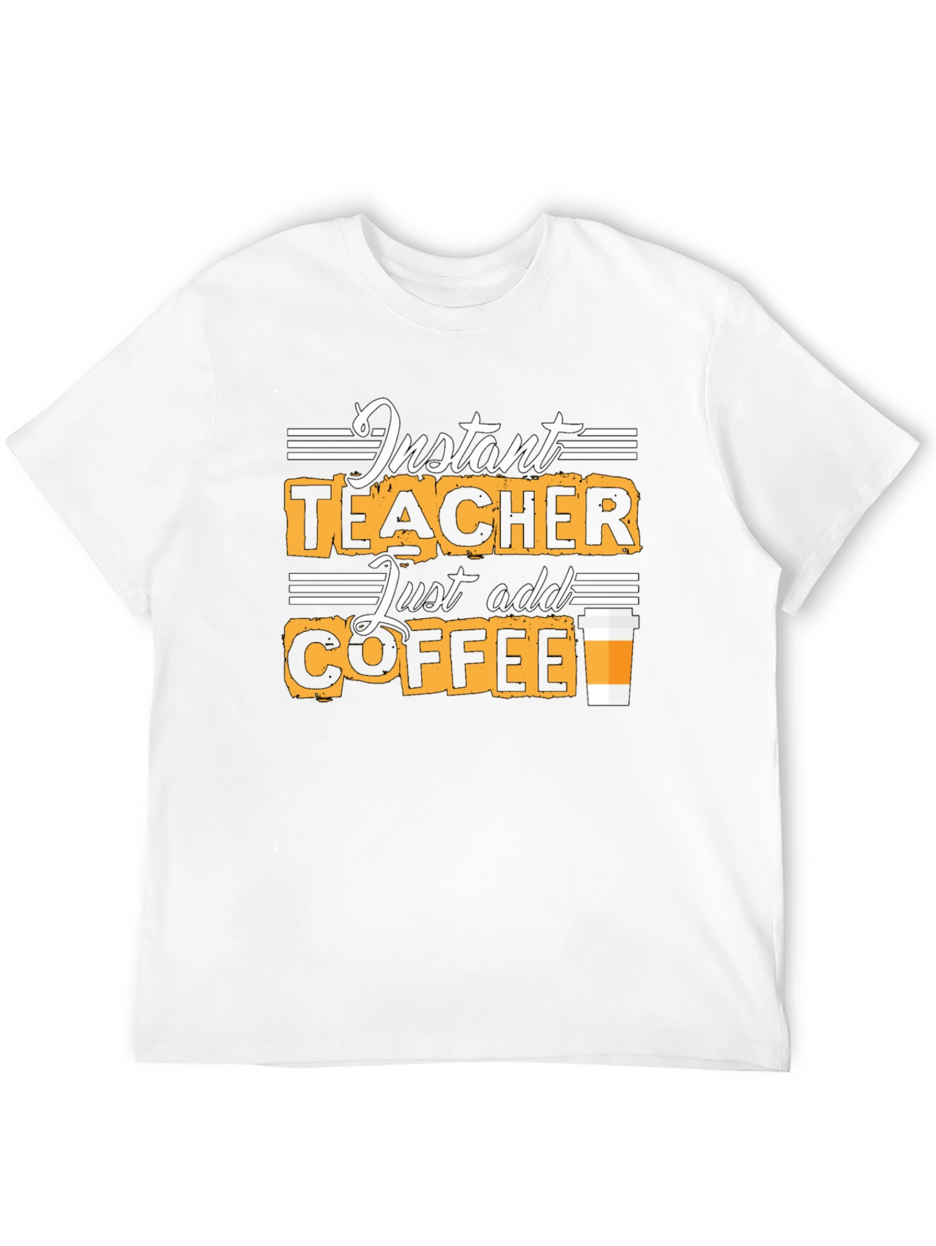Black Instant Teacher Just Add Coffee Black T-Shirt view 12