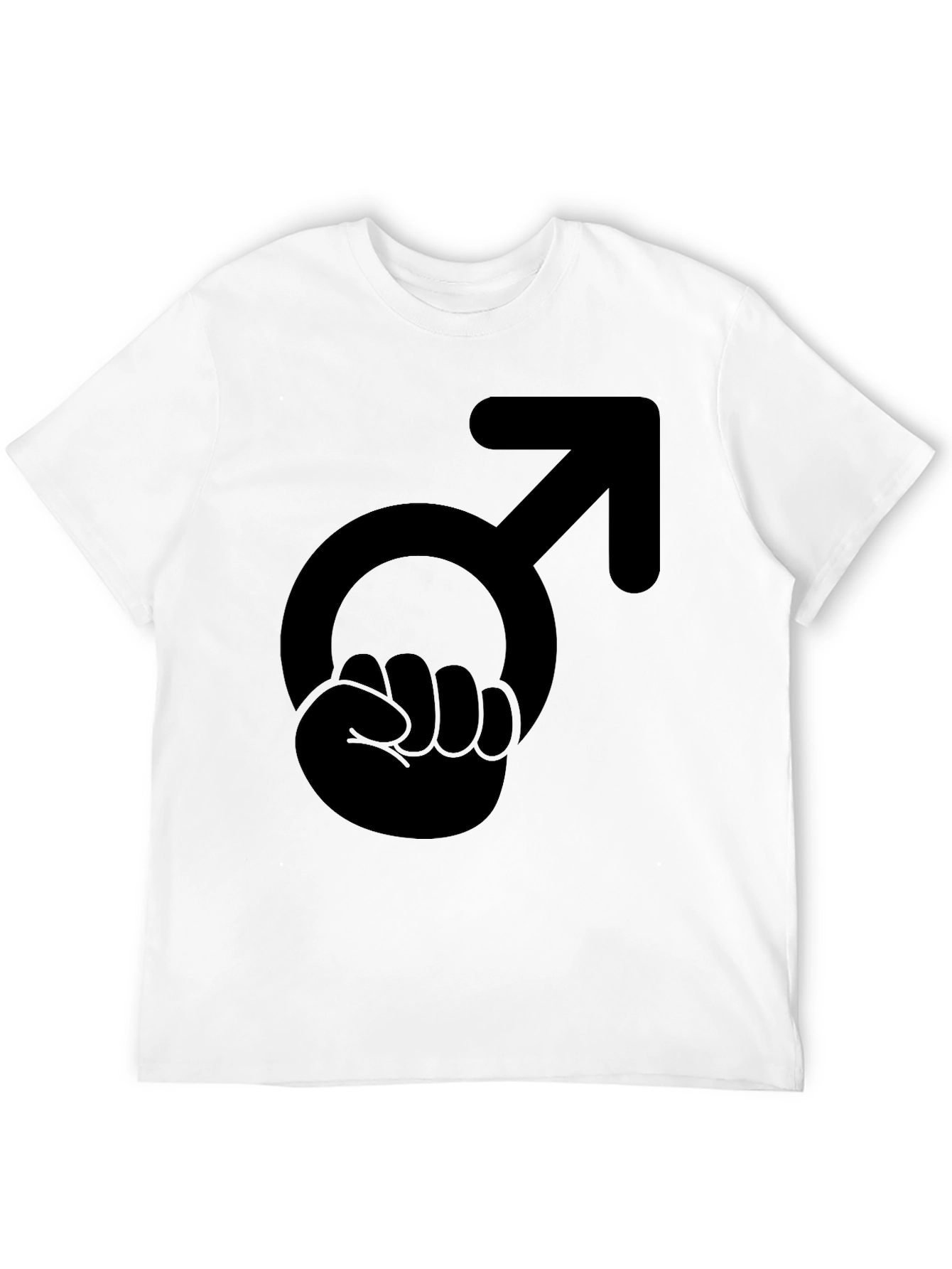 Black Male Symbol Fist Graphic T-Shirt - Black Cotton Tee view 12