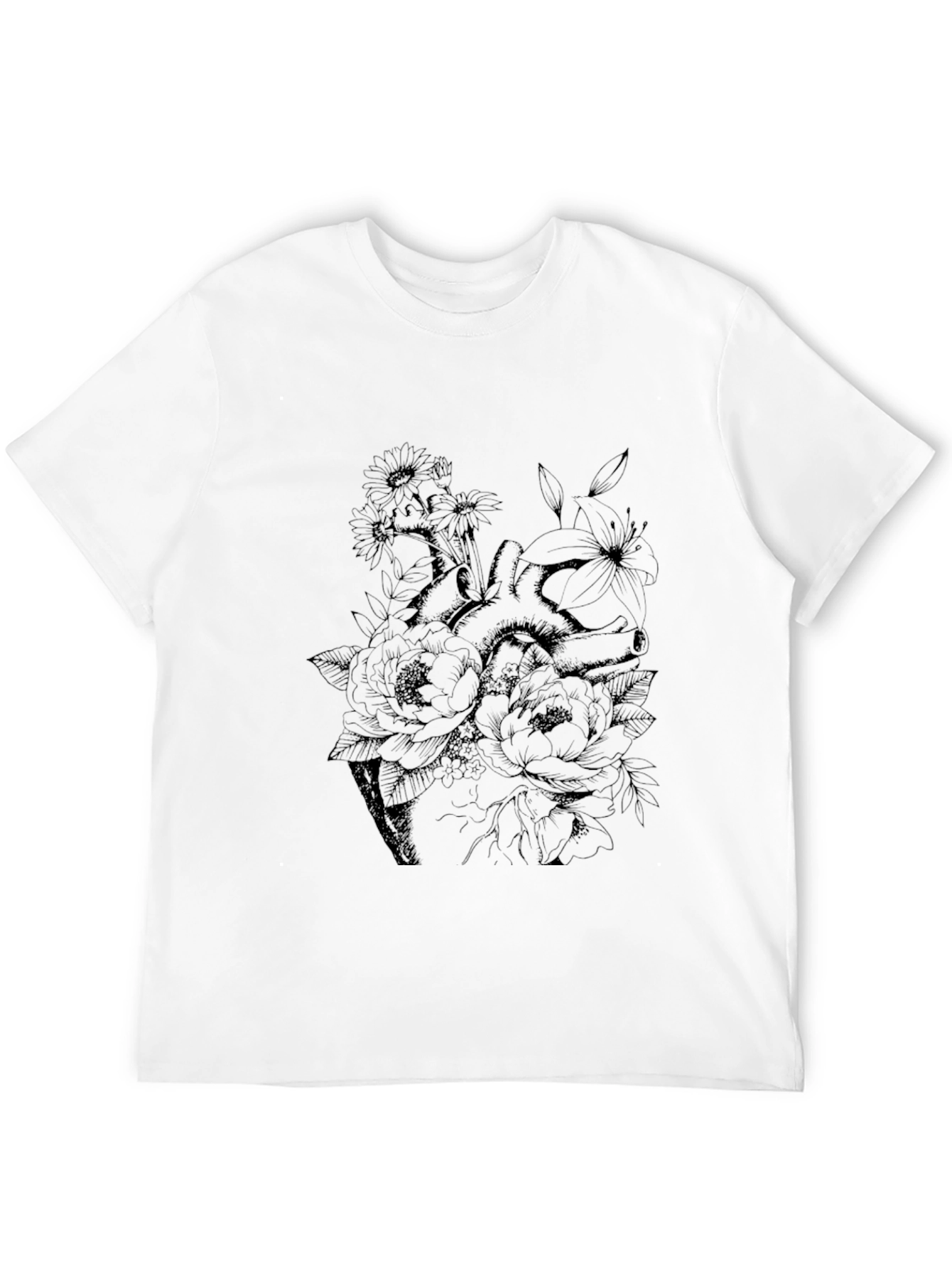 Black Floral Heart Graphic Tee - Black view 12
