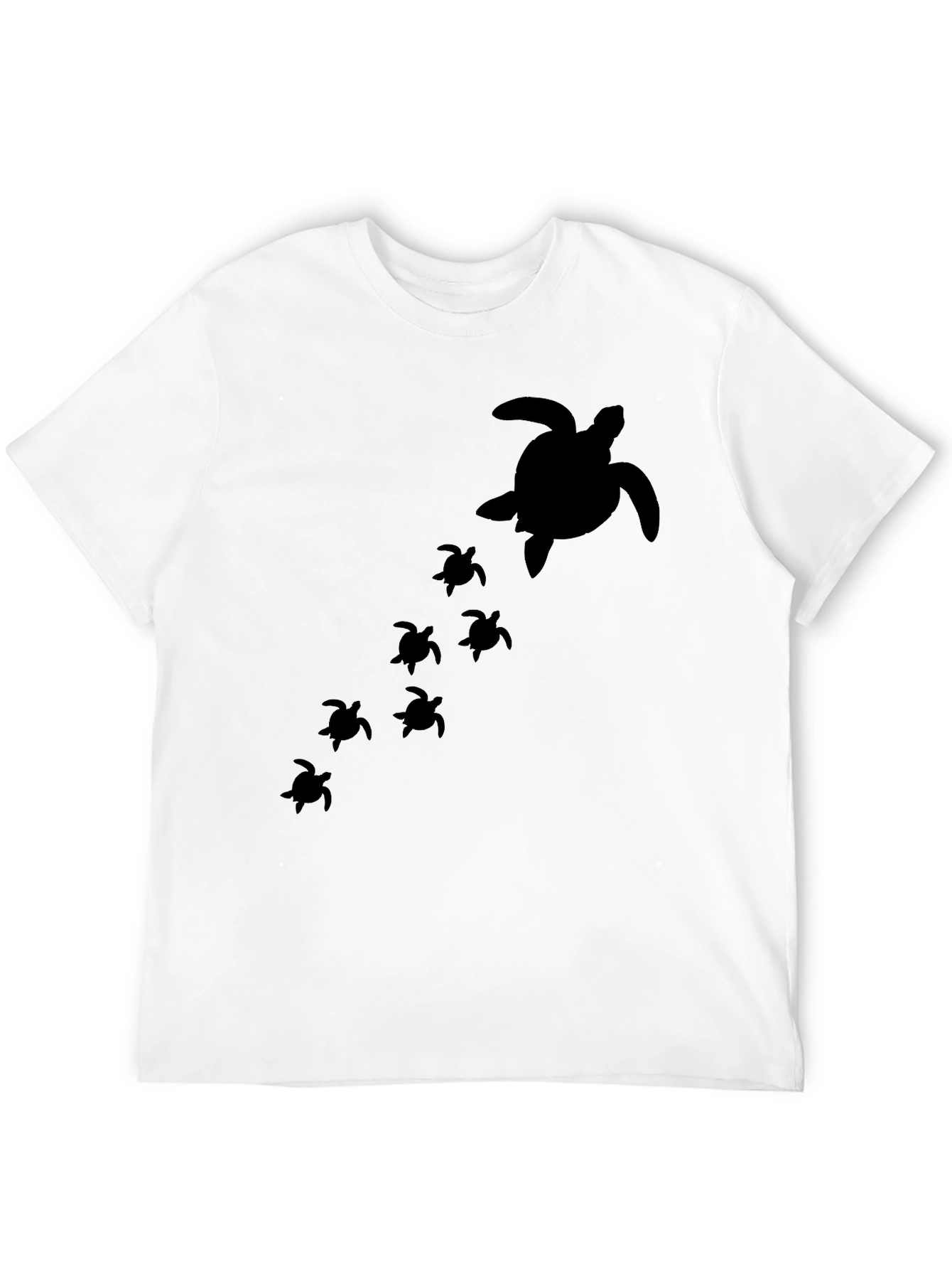 Black Turtle Family Graphic Tee - Black Cotton T-Shirt view 12