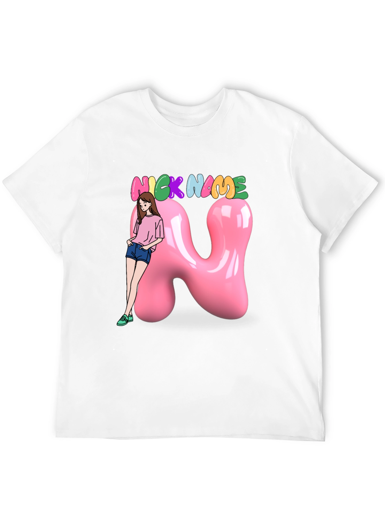 Black Black T-Shirt with Cartoon Graphic view 12