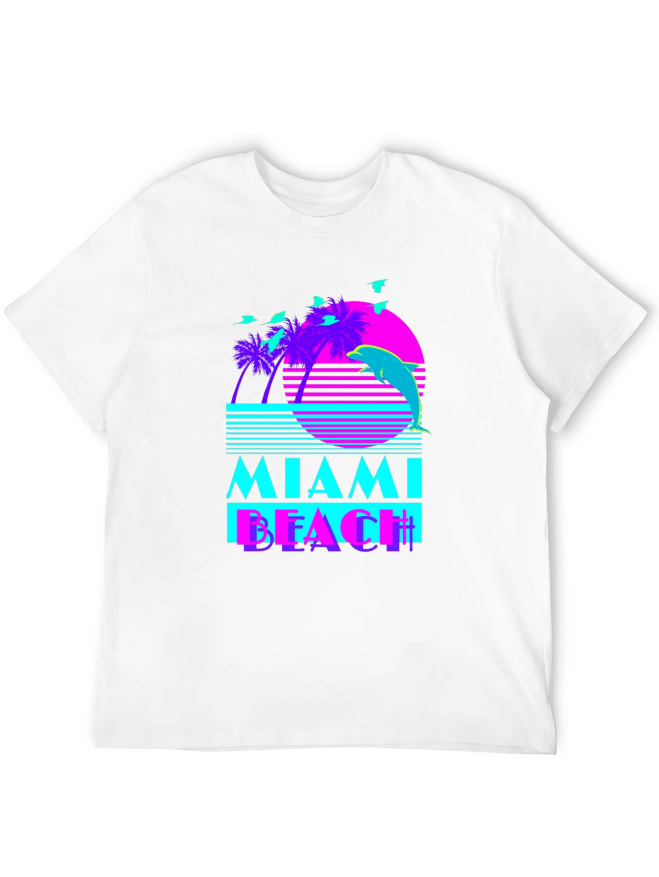 Black Miami Beach Retro T-Shirt view 12