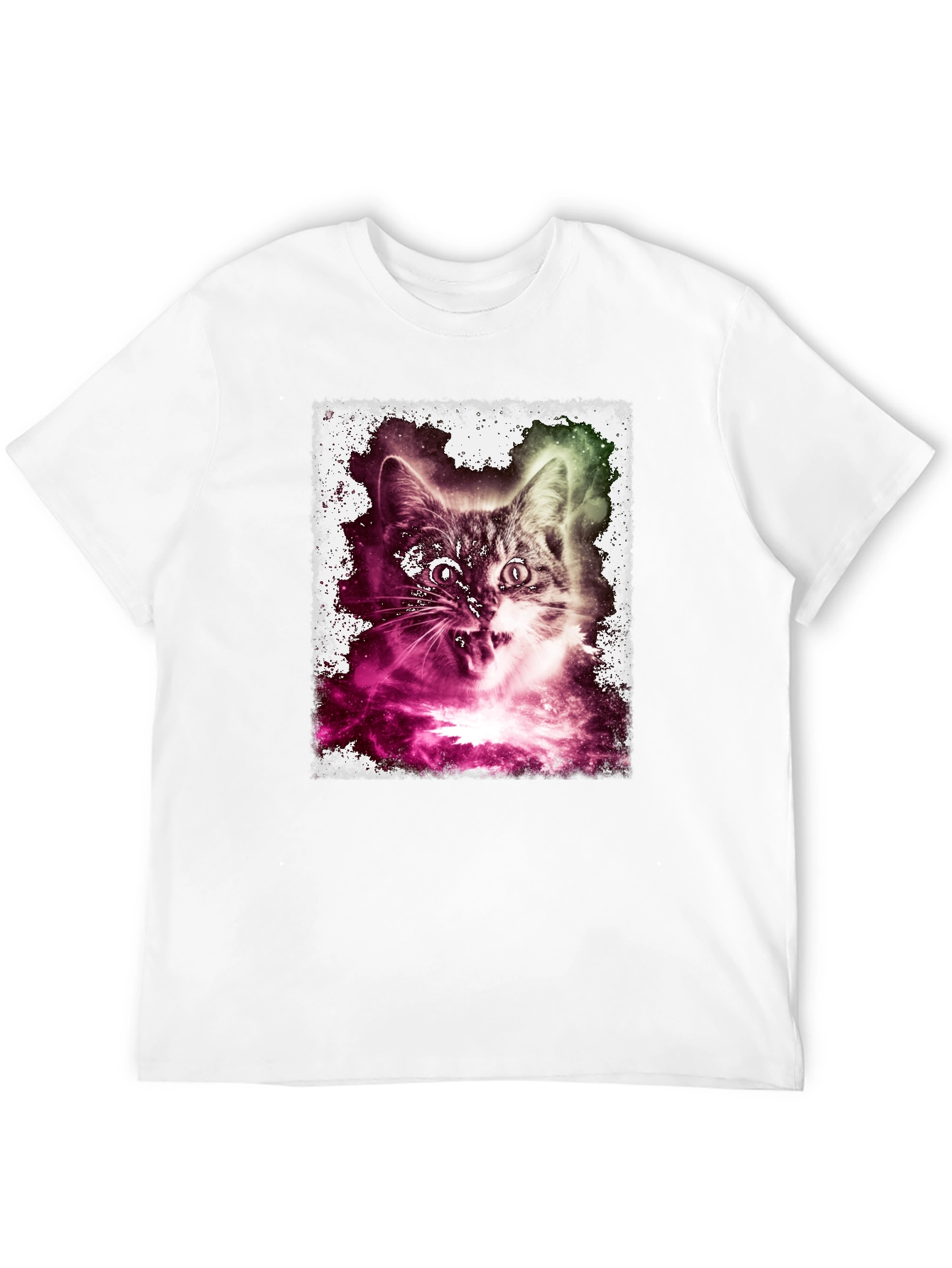 Black Galaxy Cat Graphic Tee - Men's Black T-Shirt view 12