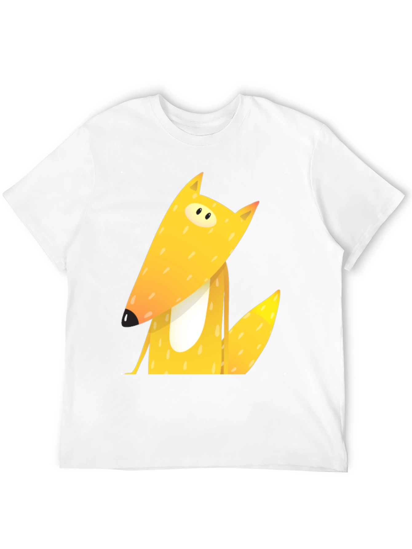 Black Cartoon Fox Graphic Tee - Black Cotton T-Shirt view 12