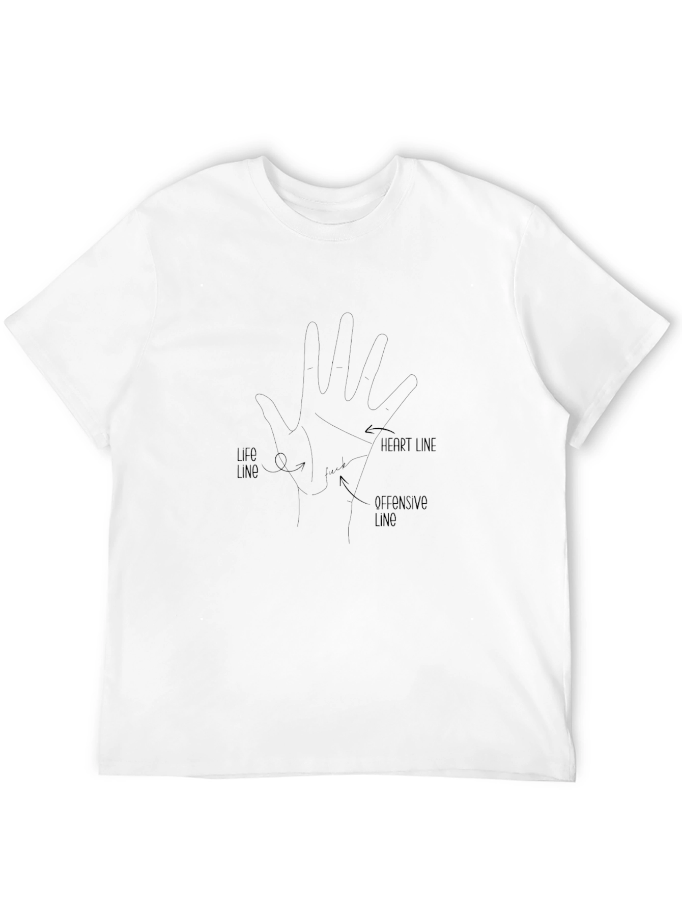 Black Palmistry Hand Lines Graphic T-Shirt - Black view 12