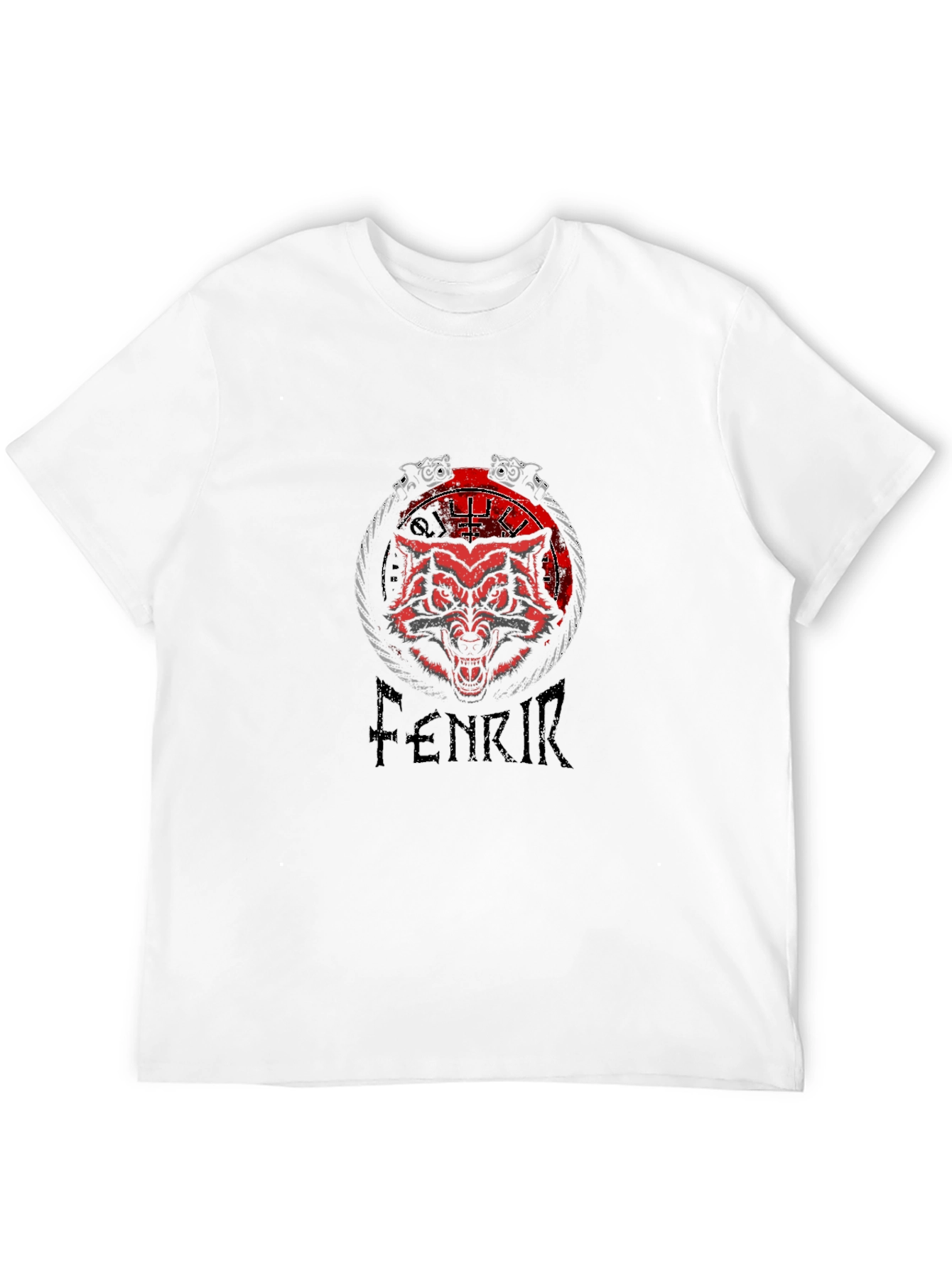 Black Fenrir Wolf Viking T-Shirt - Norse Mythology Design view 12