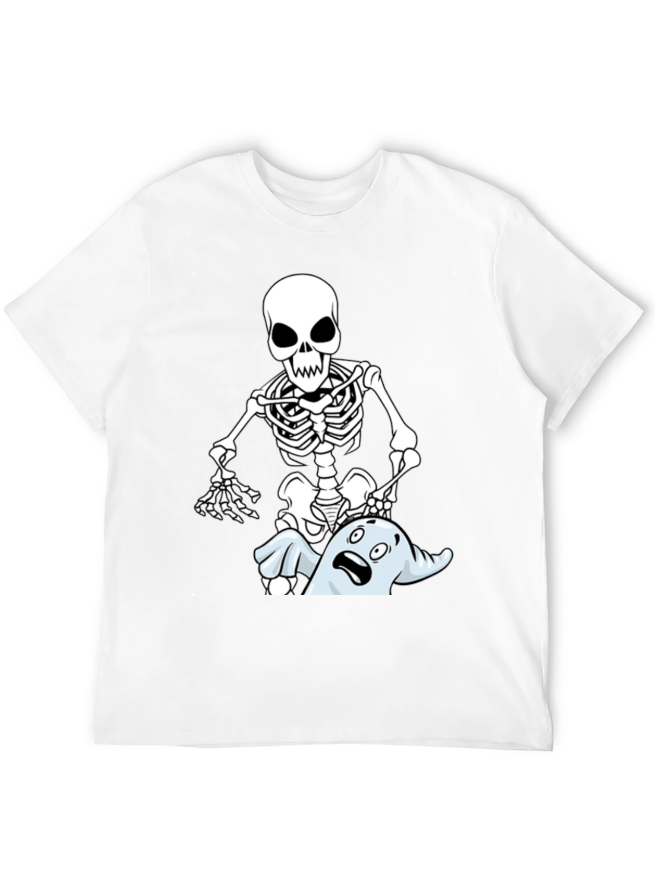 Black Funny Skeleton & Ghost Graphic T-Shirt - Black view 12