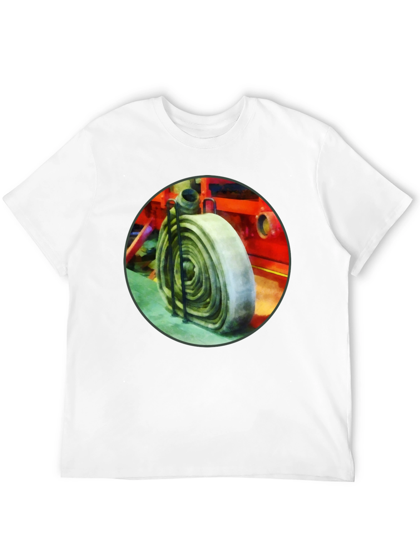 Black Fire Hose Graphic Tee - Black Cotton Crew Neck view 12