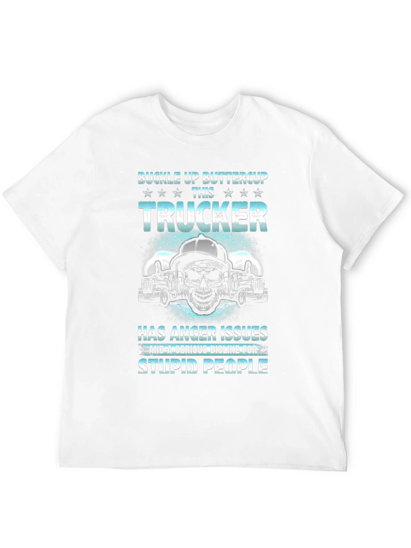 Black Buckle Up Buttercup Trucker Graphic T-Shirt view 12