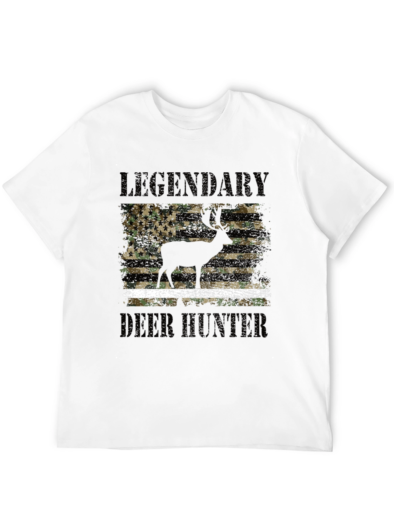 Black Legendary Deer Hunter Camo Flag Graphic Tee view 12