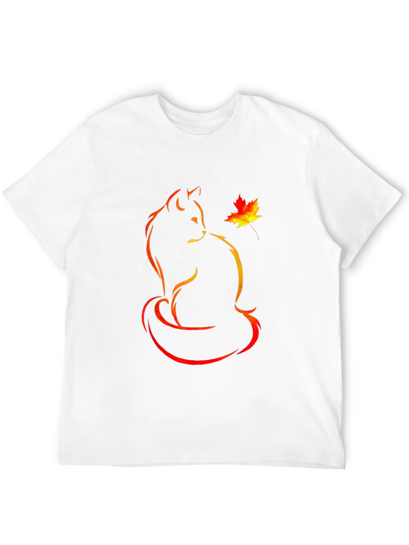 Black Autumn Cat T-Shirt - Stylish Fall Design view 12