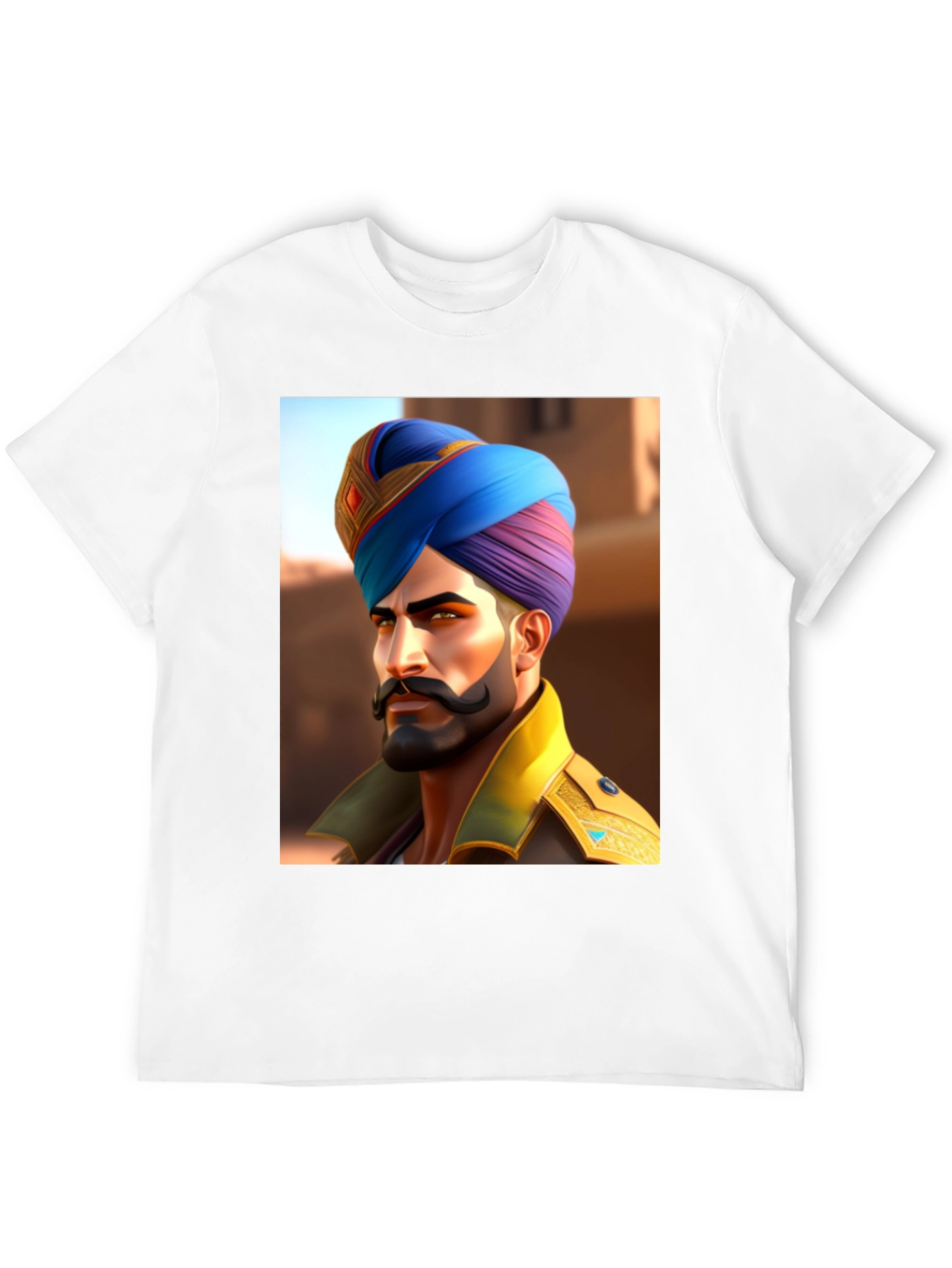 Black Graphic Tee: Sikh Warrior Portrait view 12
