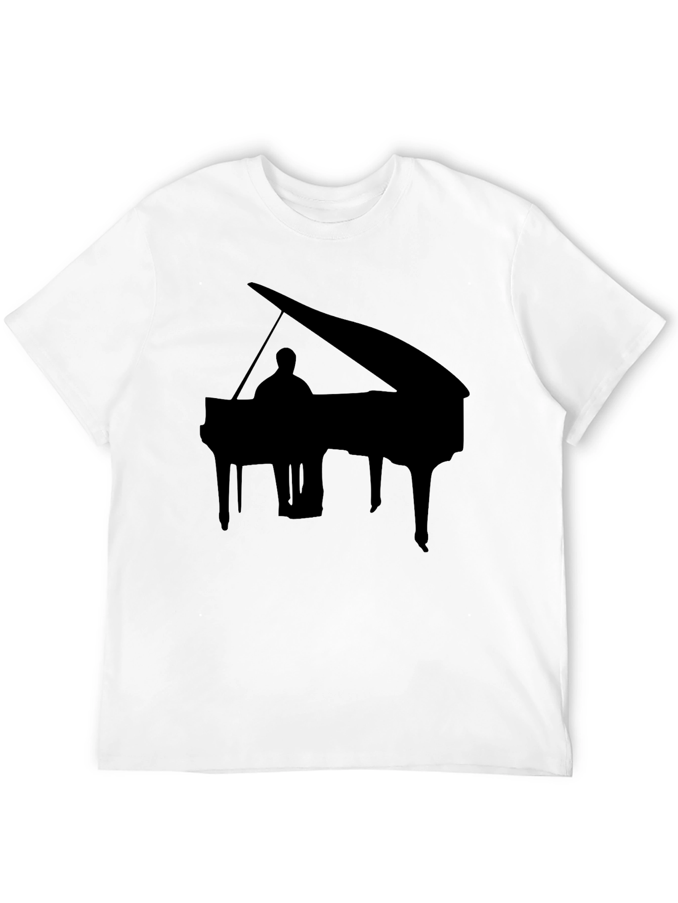 Black Piano Silhouette Black T-Shirt view 12