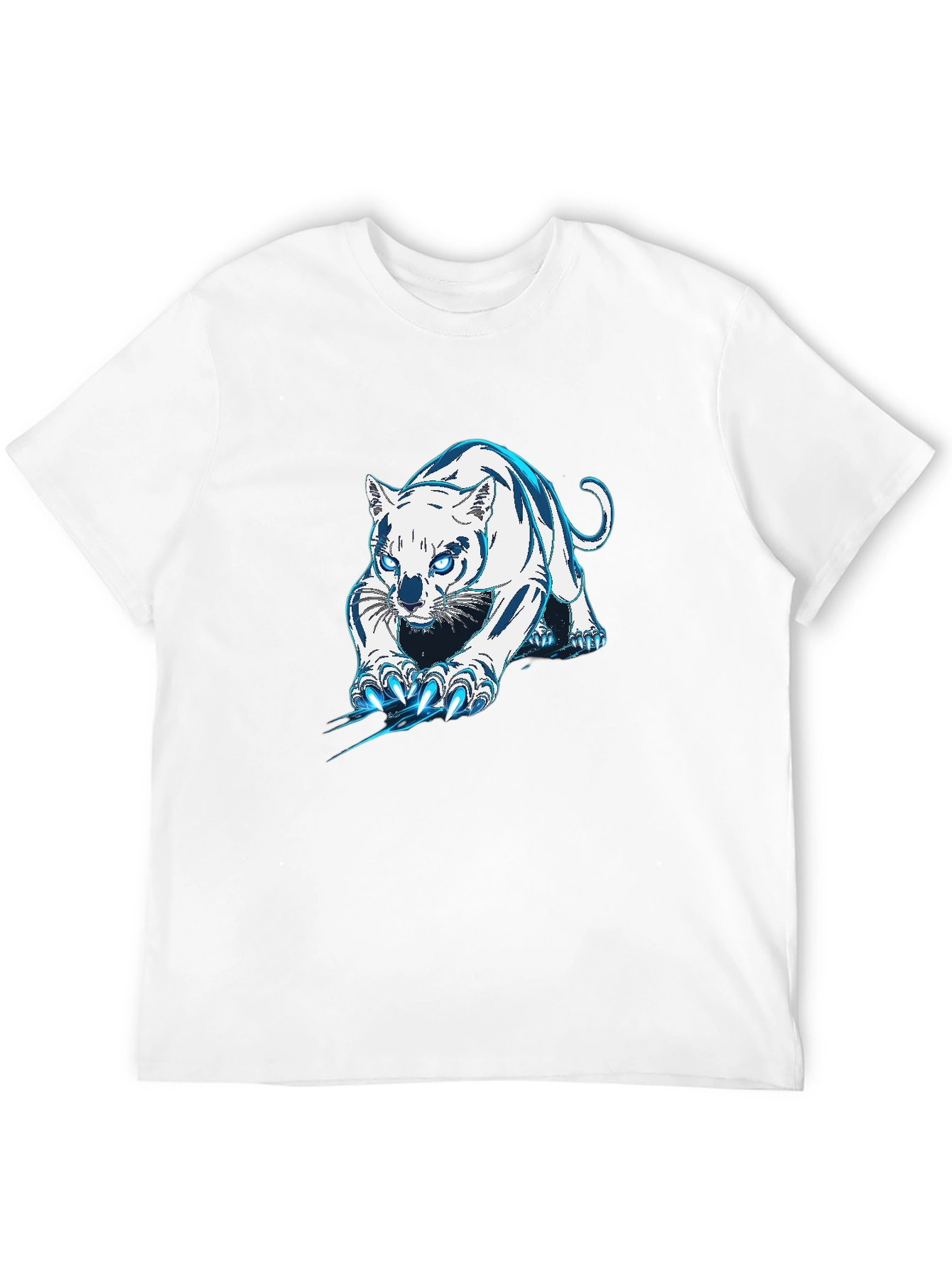 Black Black Tee with White & Blue Tiger Graphic view 12