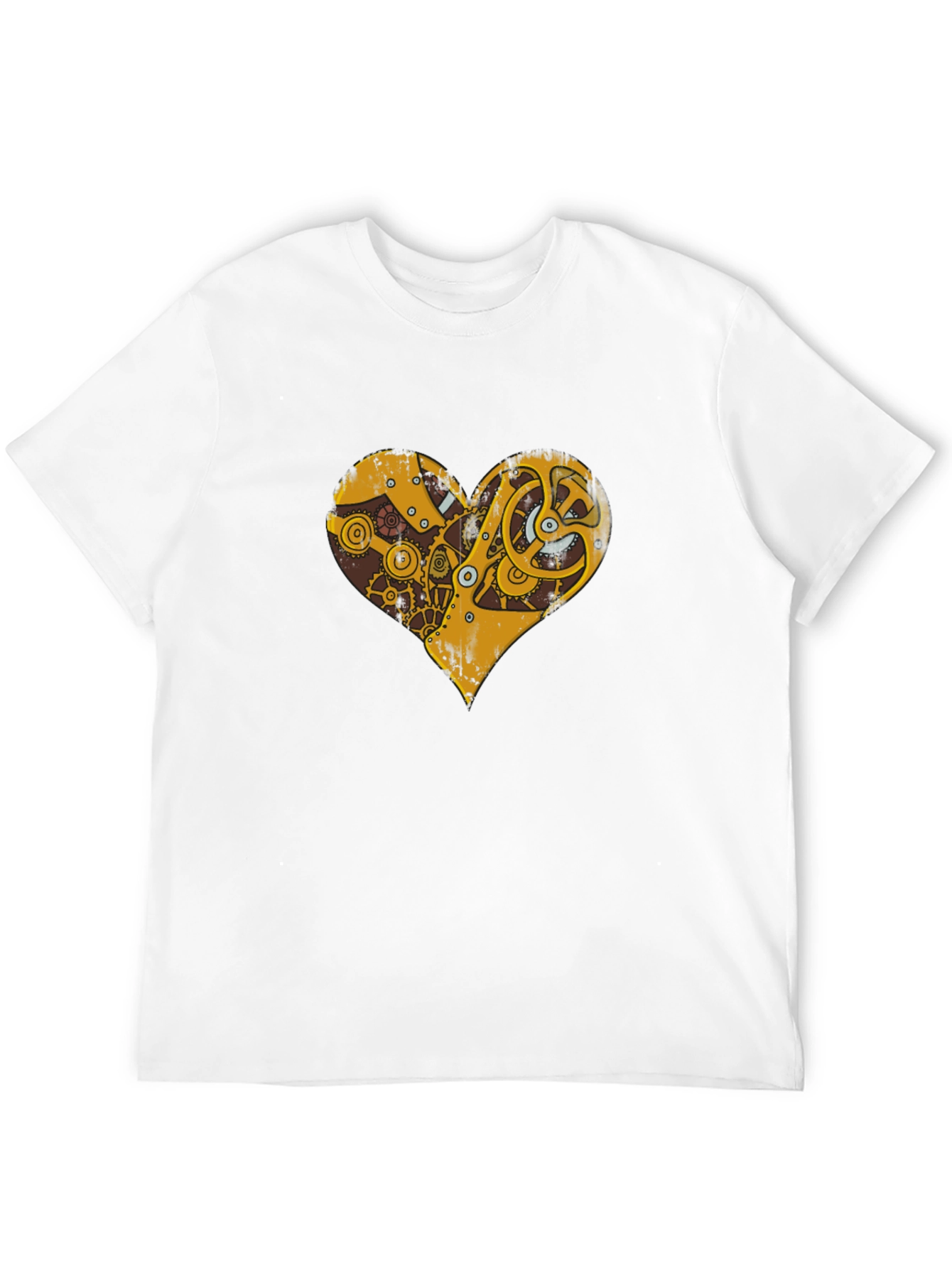 Black Steampunk Heart Gear Graphic T-Shirt view 12