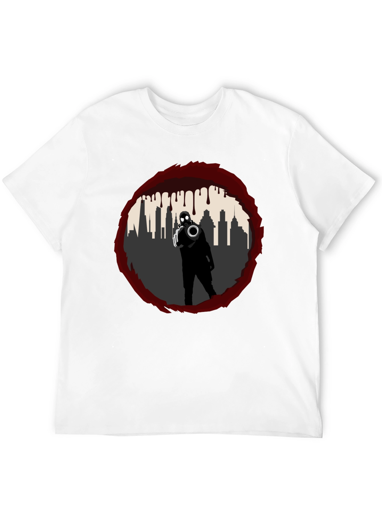 Black Dystopian City Gas Mask T-Shirt - Graphic Tee view 12