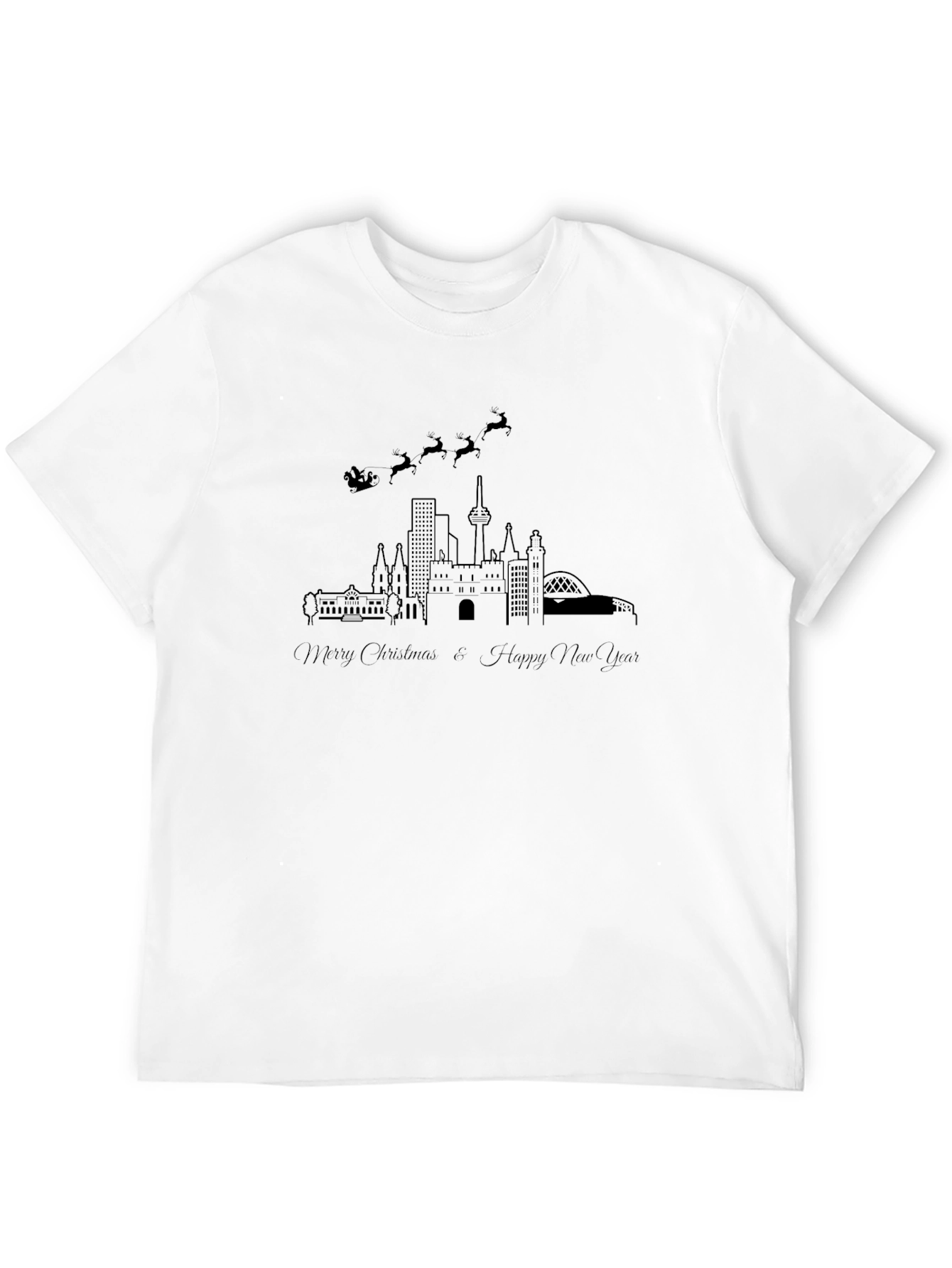 Black Festive Cityscape Black T-Shirt view 12