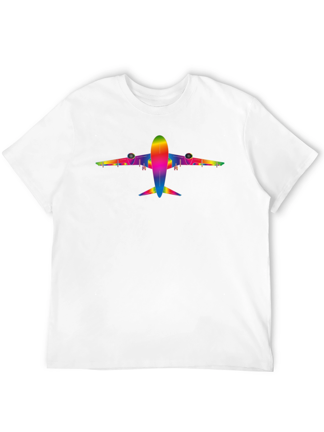 Rainbow Airplane Graphic Tee - Stylish Aviation T-Shirt - 12