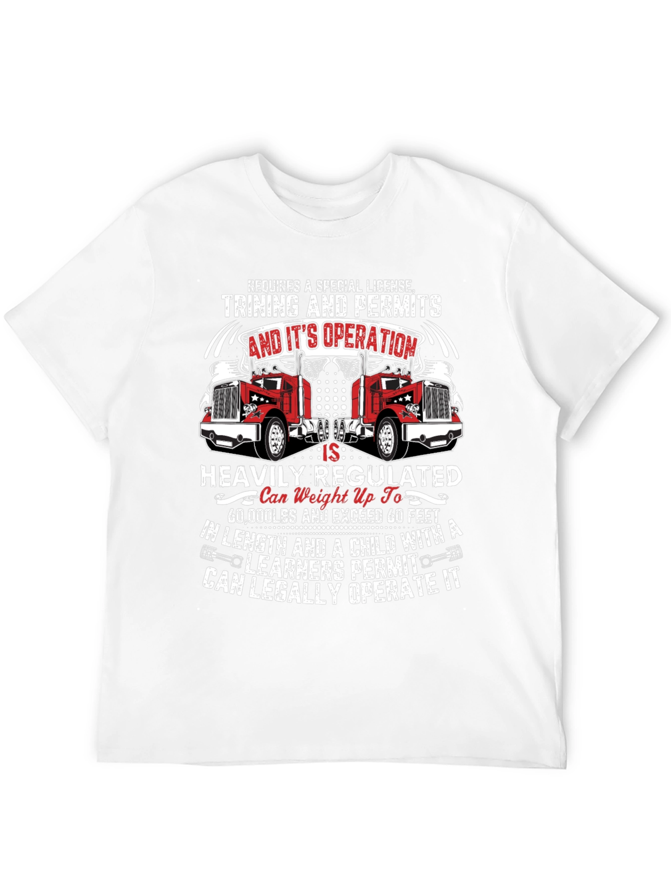 Black Truck Driver Humor T-Shirt: Requires Special License Tee view 12
