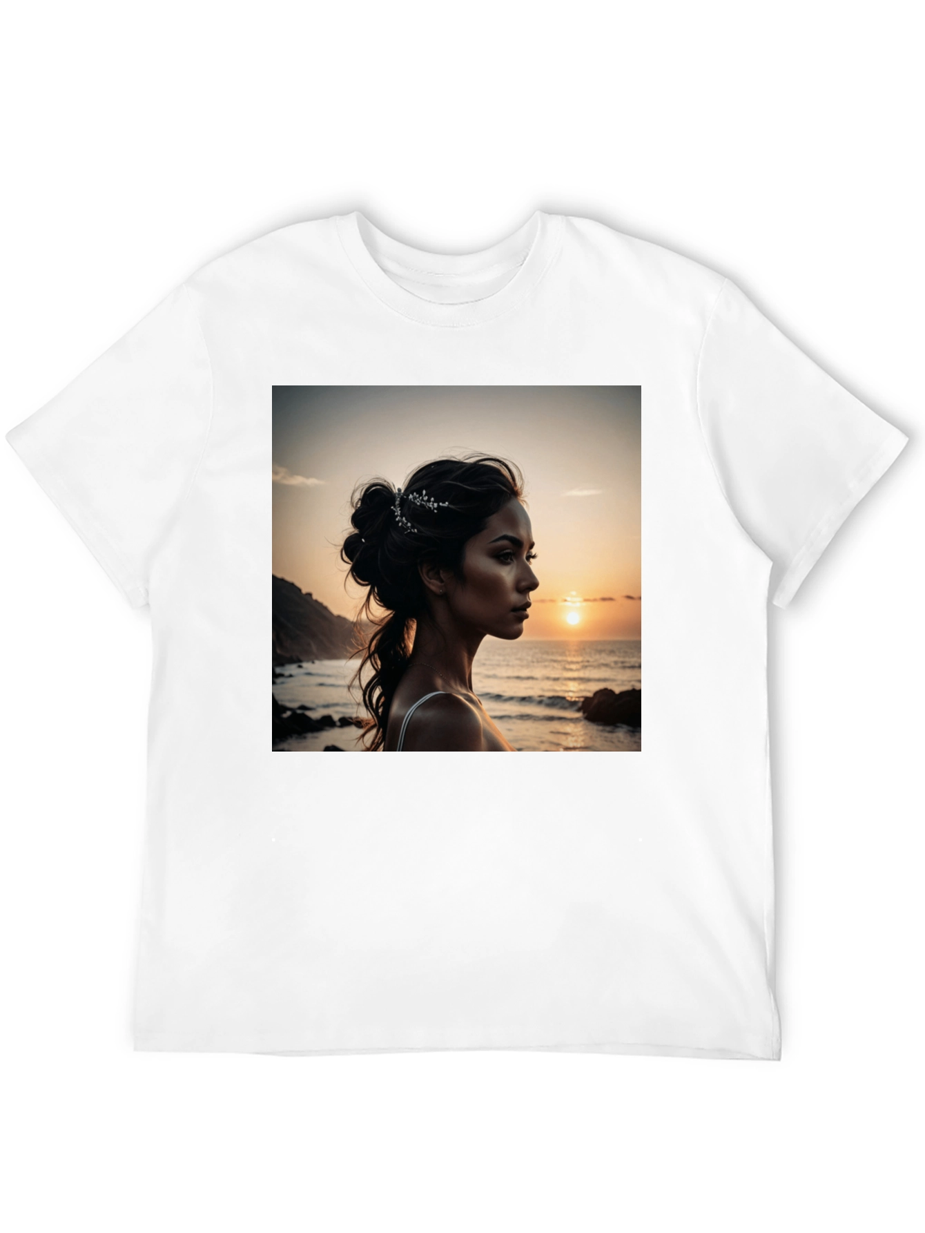 Black Sunset Beauty Graphic Tee - Classic Black Cotton view 12