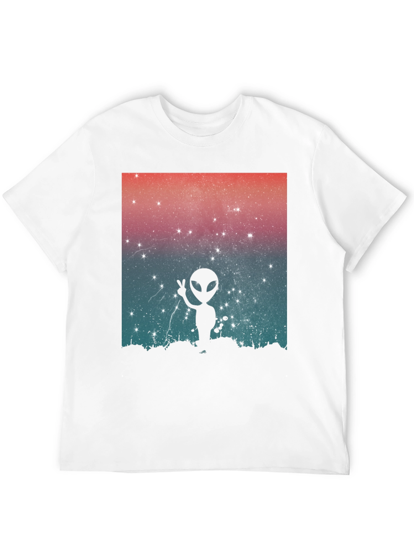 Black Alien Peace Sign Graphic Tee - Black Cotton Blend view 12