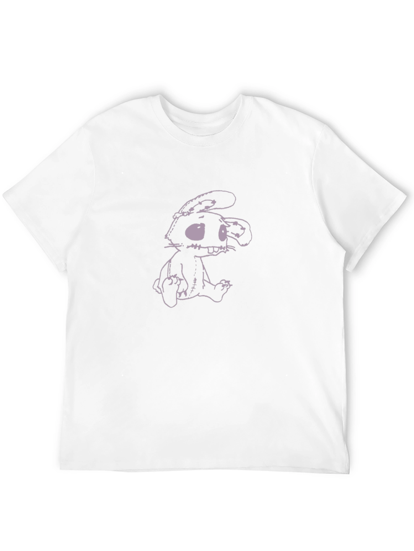 Black Men's Black T-Shirt with Cartoon Bunny Graphic view 12