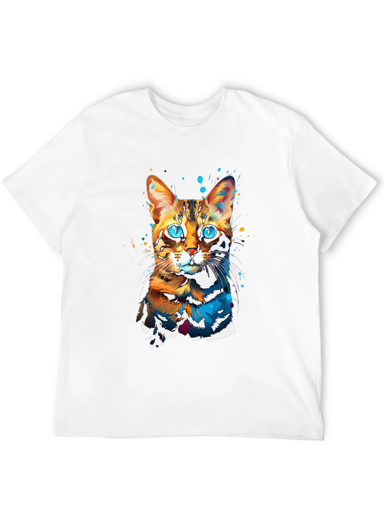 Black Vivid Cat Art Graphic Tee - Stylish & Unique Design view 12