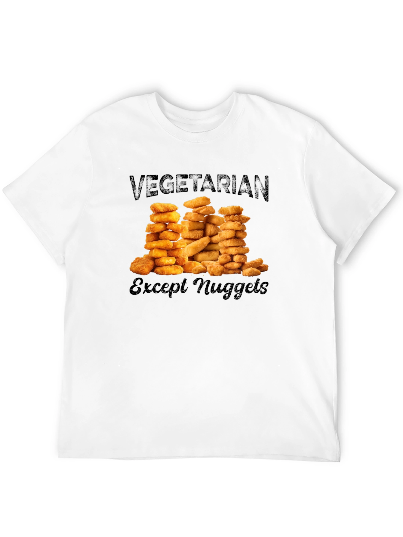 Black Vegetarian Except Nuggets Graphic T-Shirt view 12