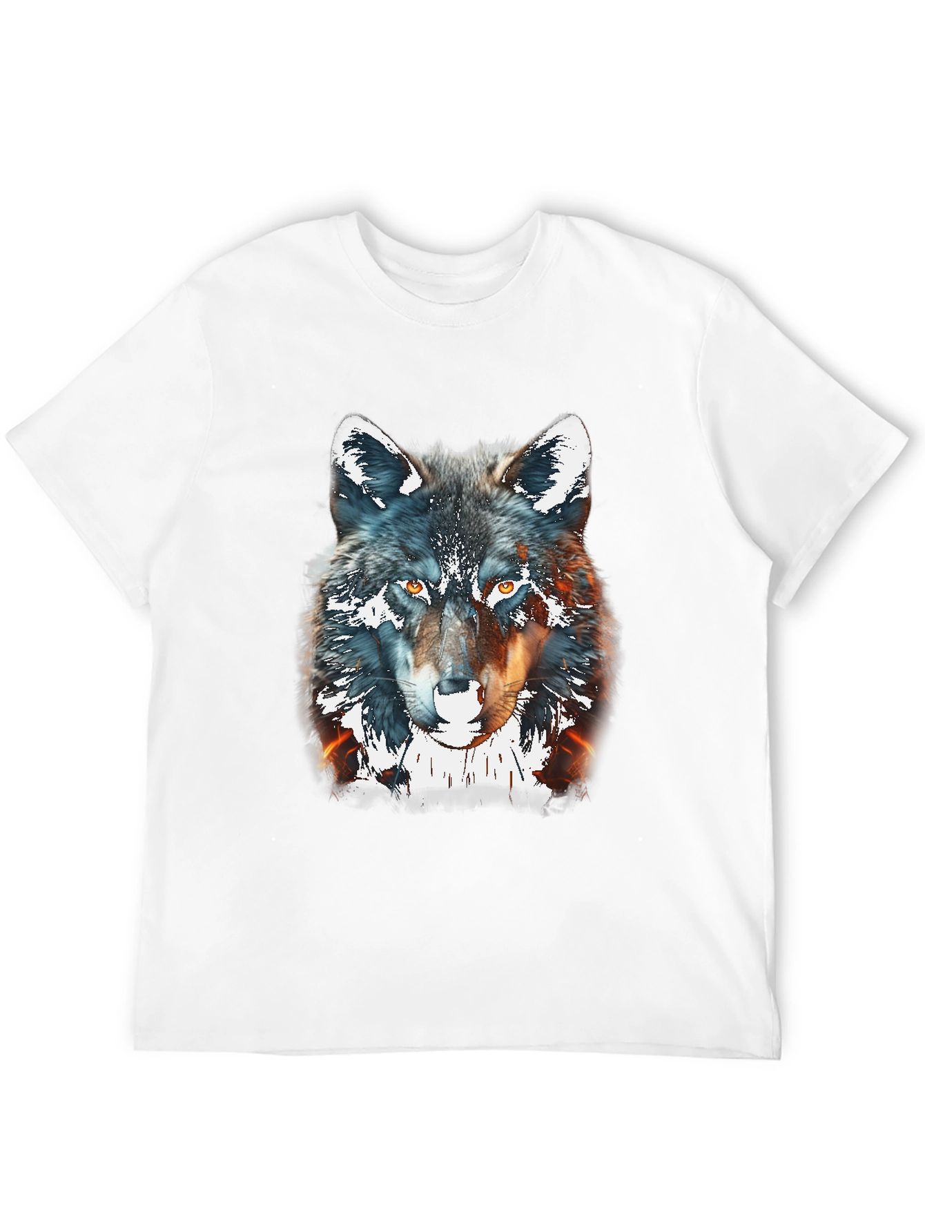 Black Wolf Graphic Print Tee - Black Cotton Blend view 12