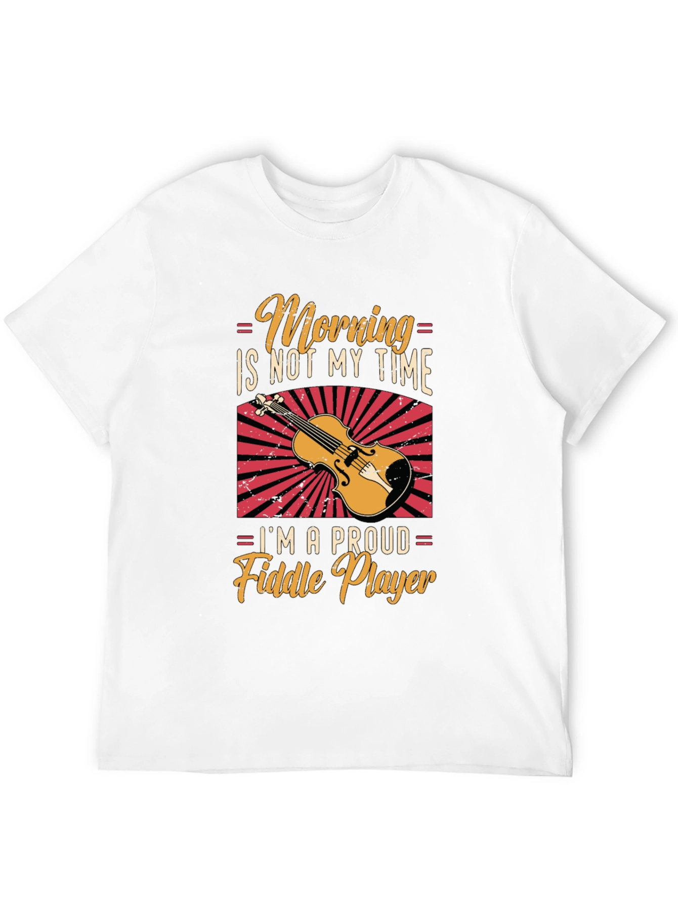 Black Funny Fiddle Player T-Shirt - Morning Not My Time view 12