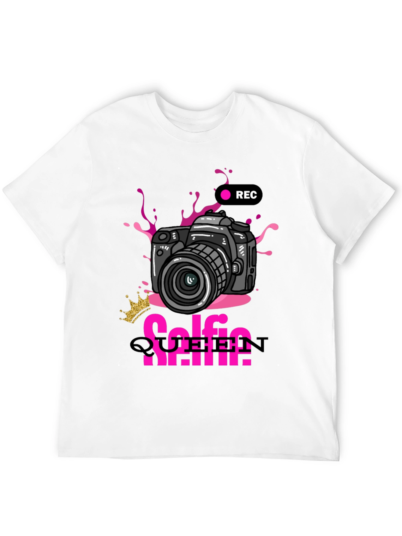 Black Selfie Queen Graphic T-Shirt - Camera Design view 12