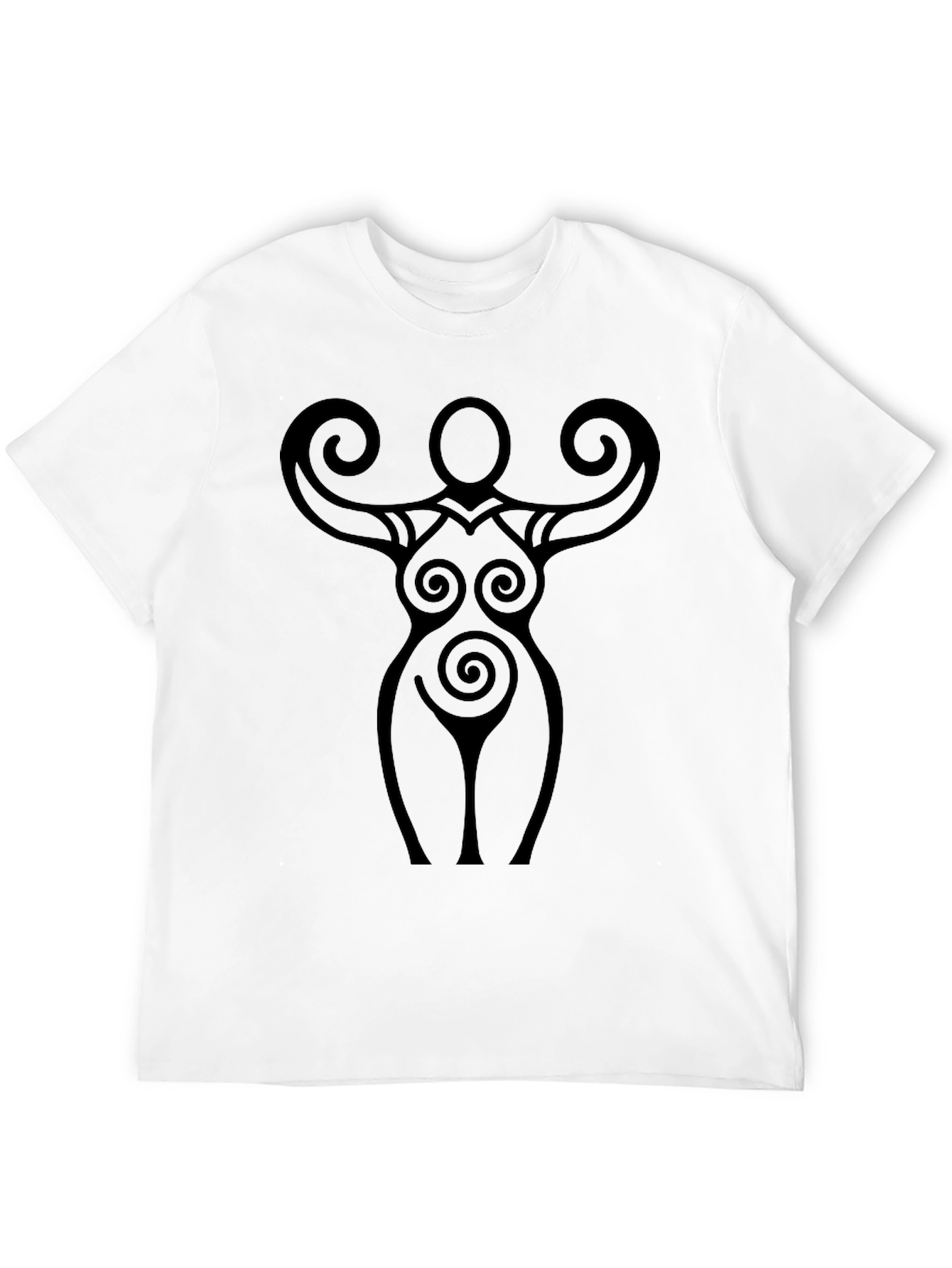 Black Spiral Goddess Graphic Tee - Black Cotton T-Shirt view 12