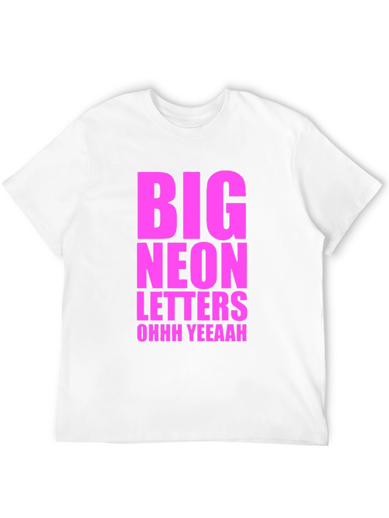 Black Big Neon Letters Graphic Tee - Black Cotton T-Shirt view 12