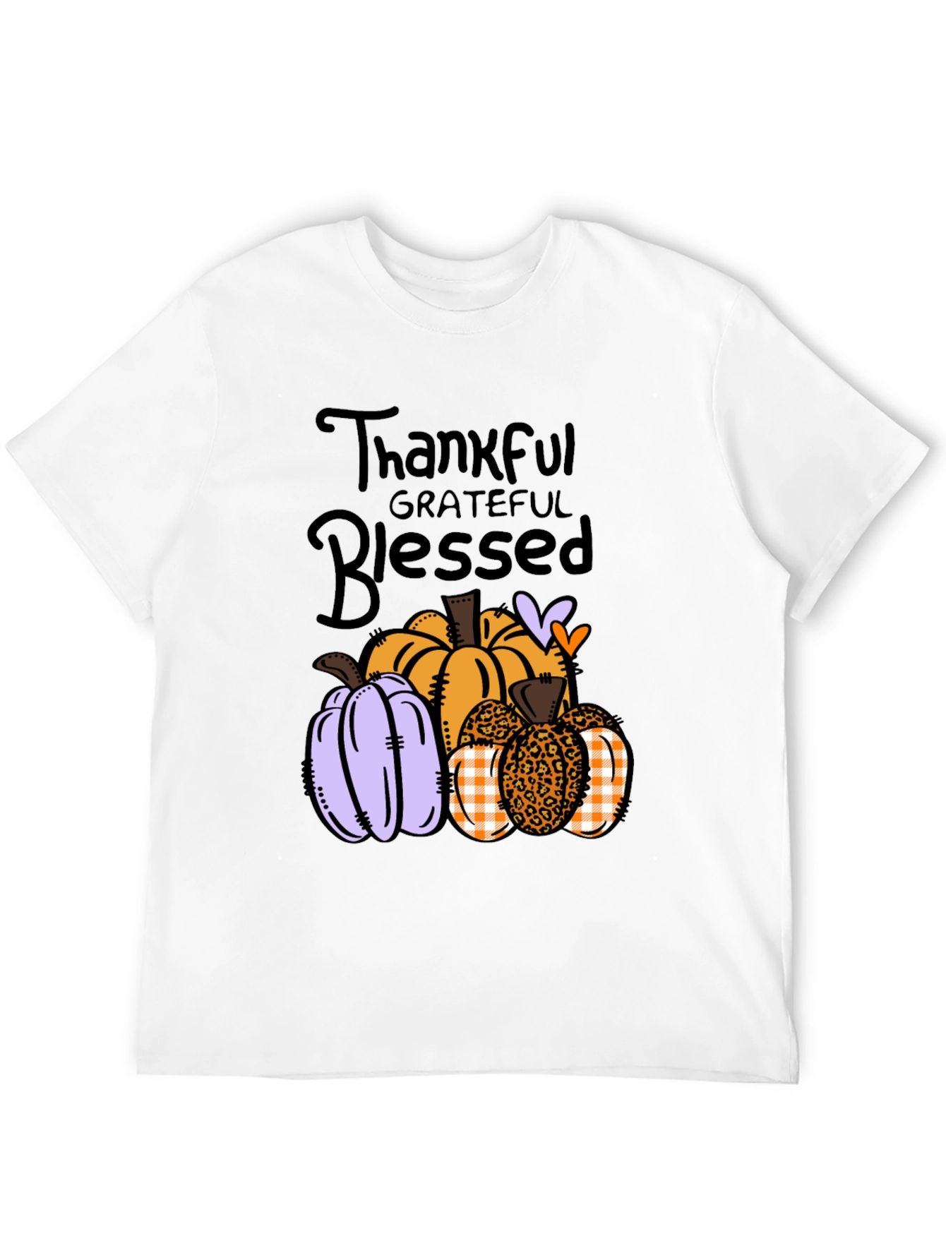 Black Thankful Grateful Blessed Pumpkin T-Shirt view 12