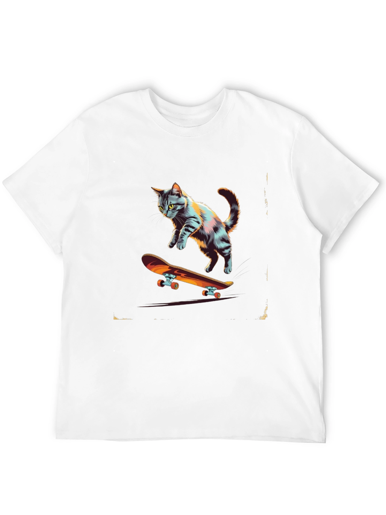 Black Skateboarding Cat Graphic Tee view 12