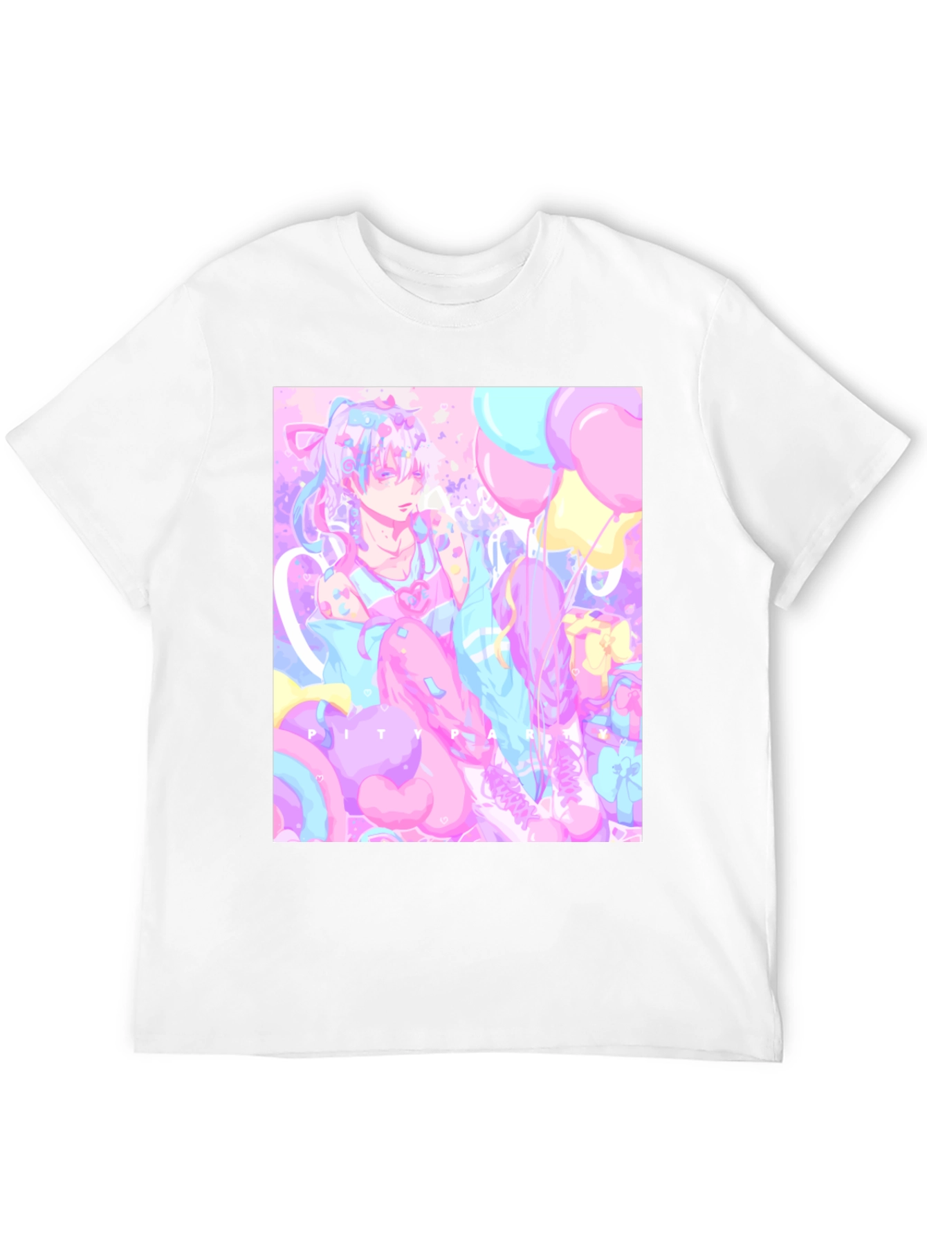 Black Anime Pastel Graphic Tee - Kawaii Pity Party T-Shirt view 12