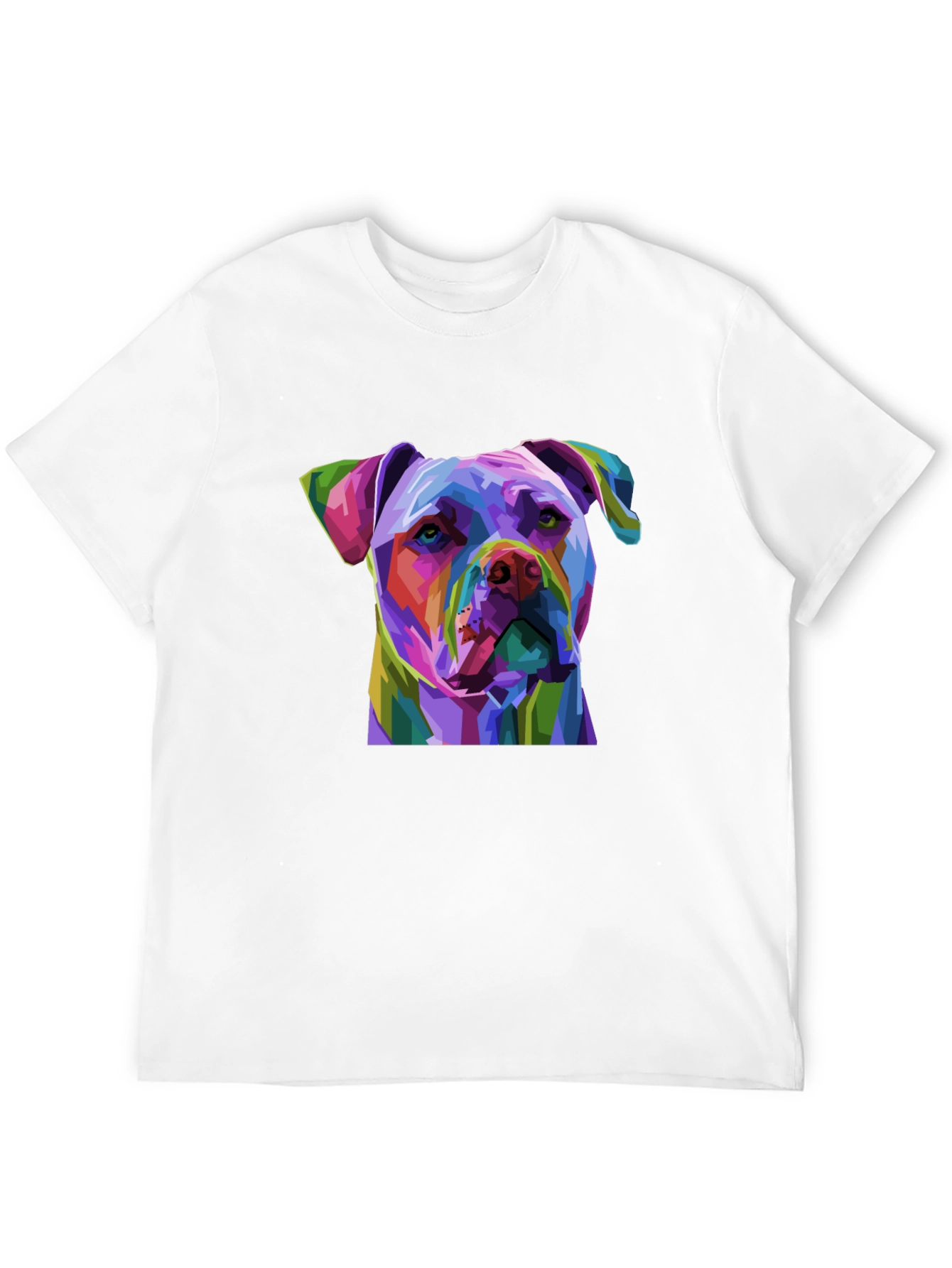 Black Colorful Pitbull Dog Graphic Print Black T-Shirt view 12
