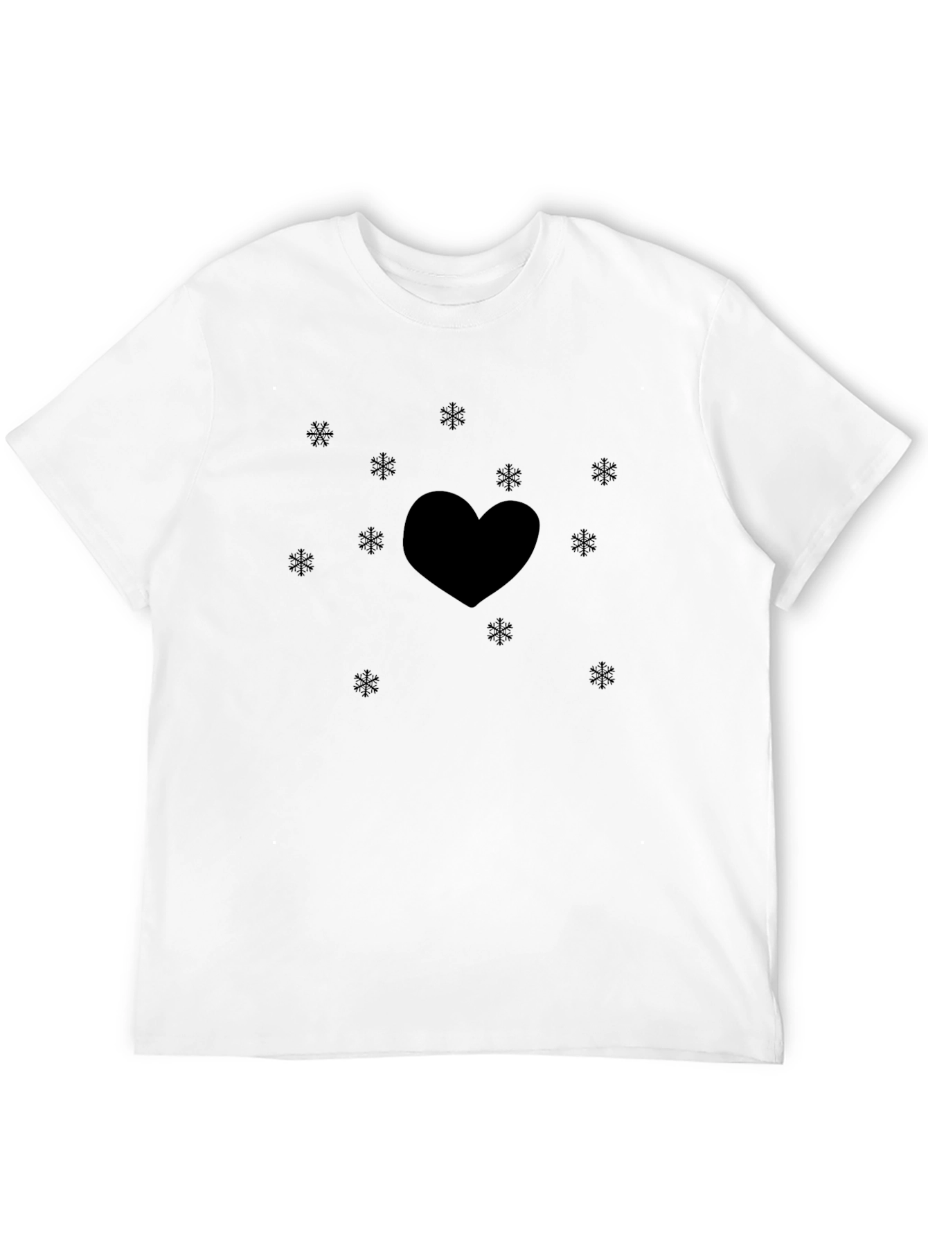 Black Heart & Snowflakes Black T-Shirt view 12