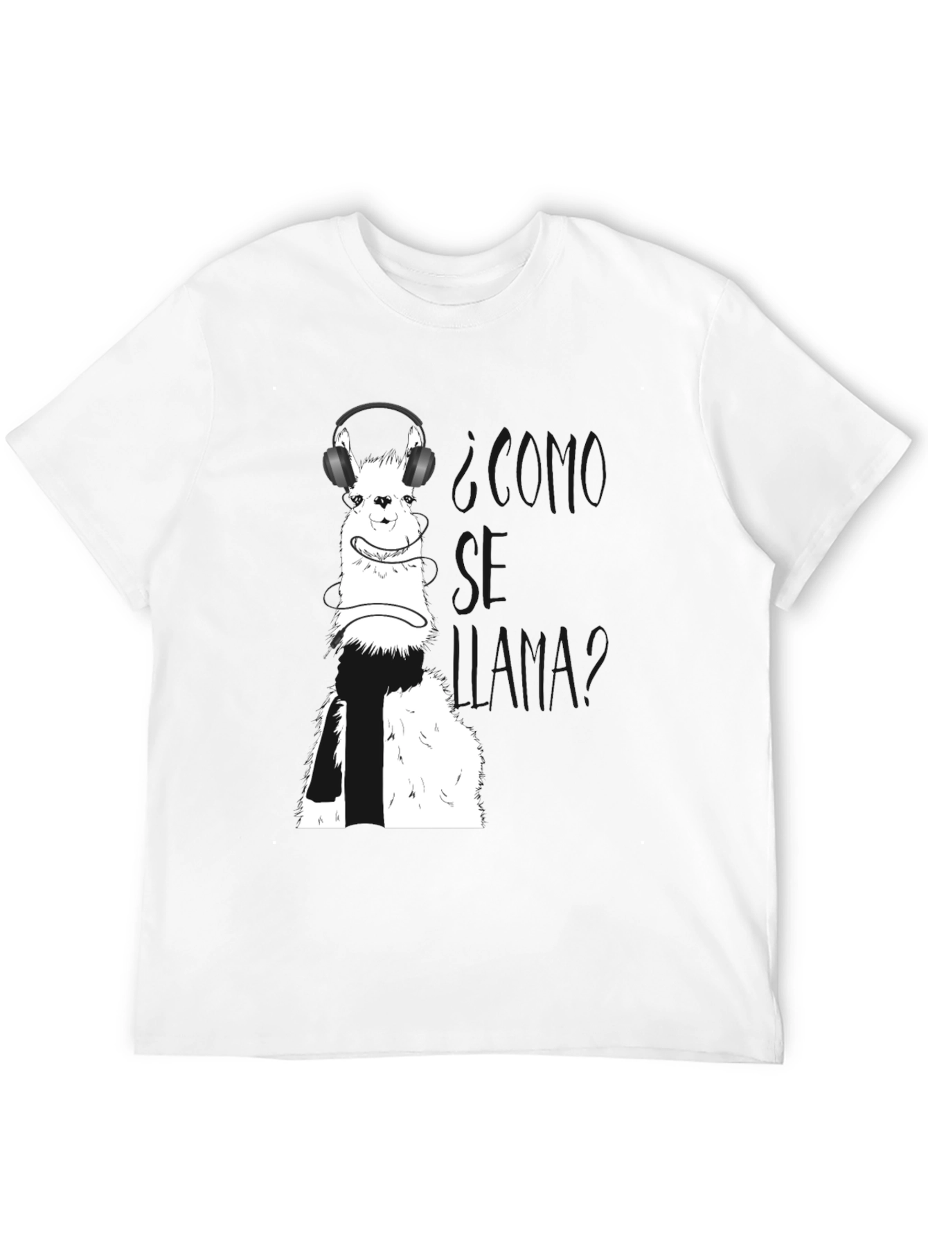 Black Llama T-Shirt with Headphones view 12