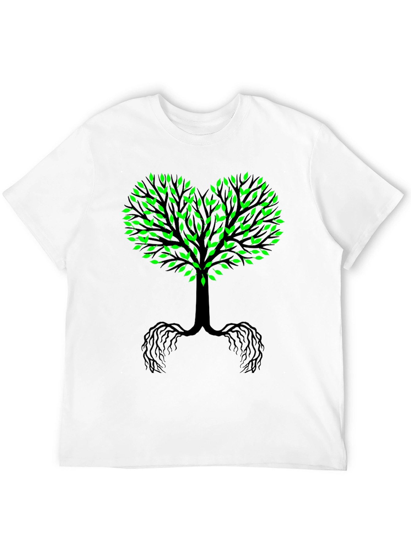 Black Tree of Life Black Tee - Green Leaf Heart view 12