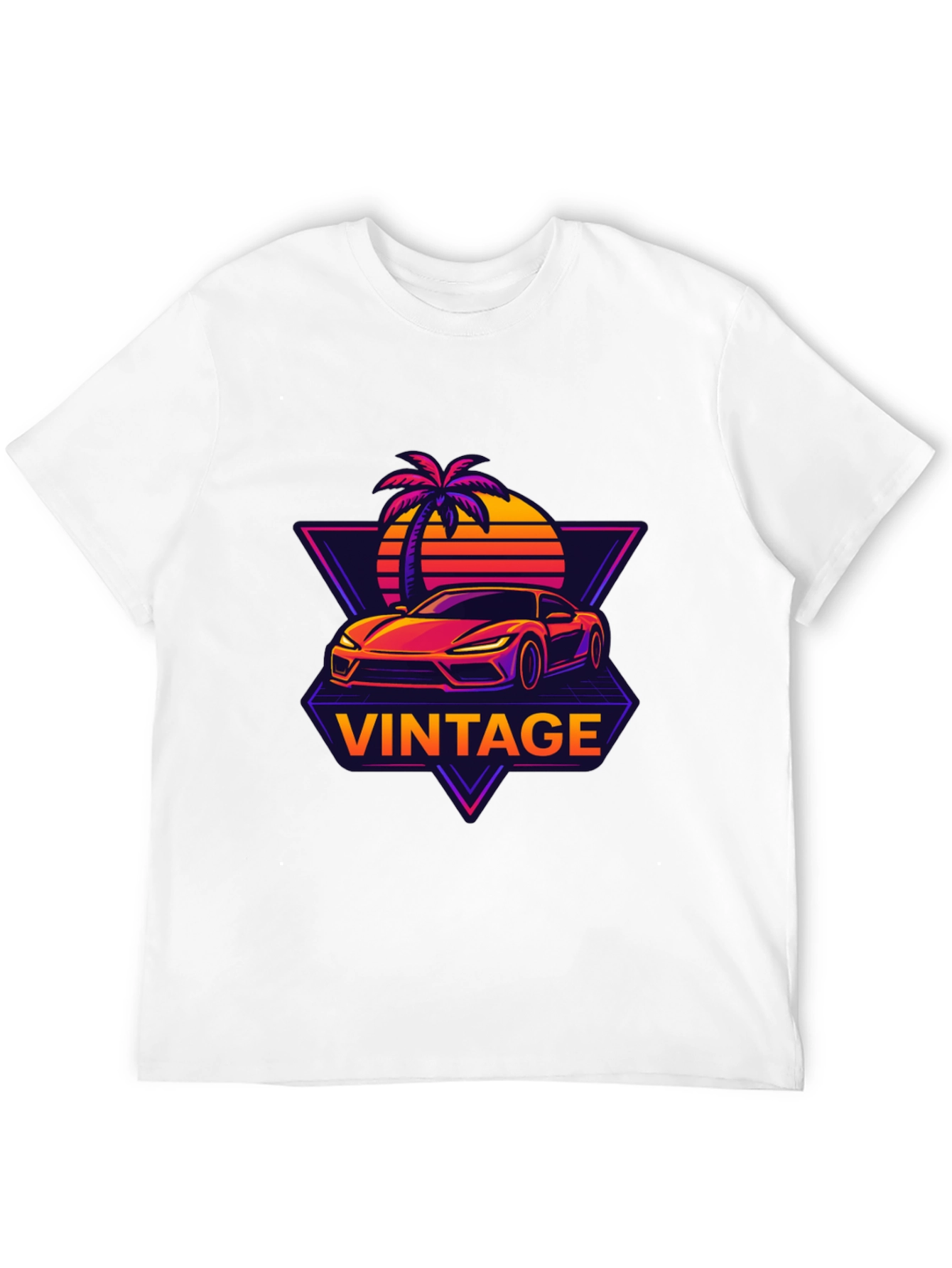 Black Vintage Sunset Car Graphic T-Shirt view 12